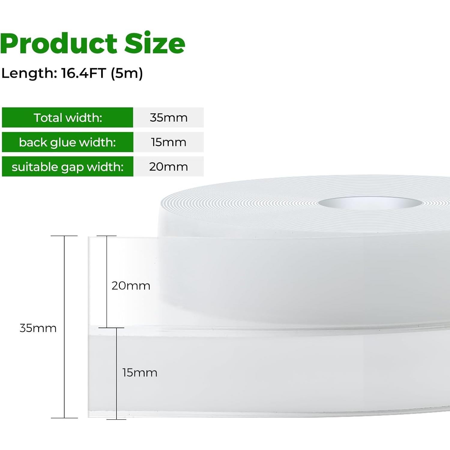 Tira de Sellado de Silicona Sencico 5.03m Transparente 35mm