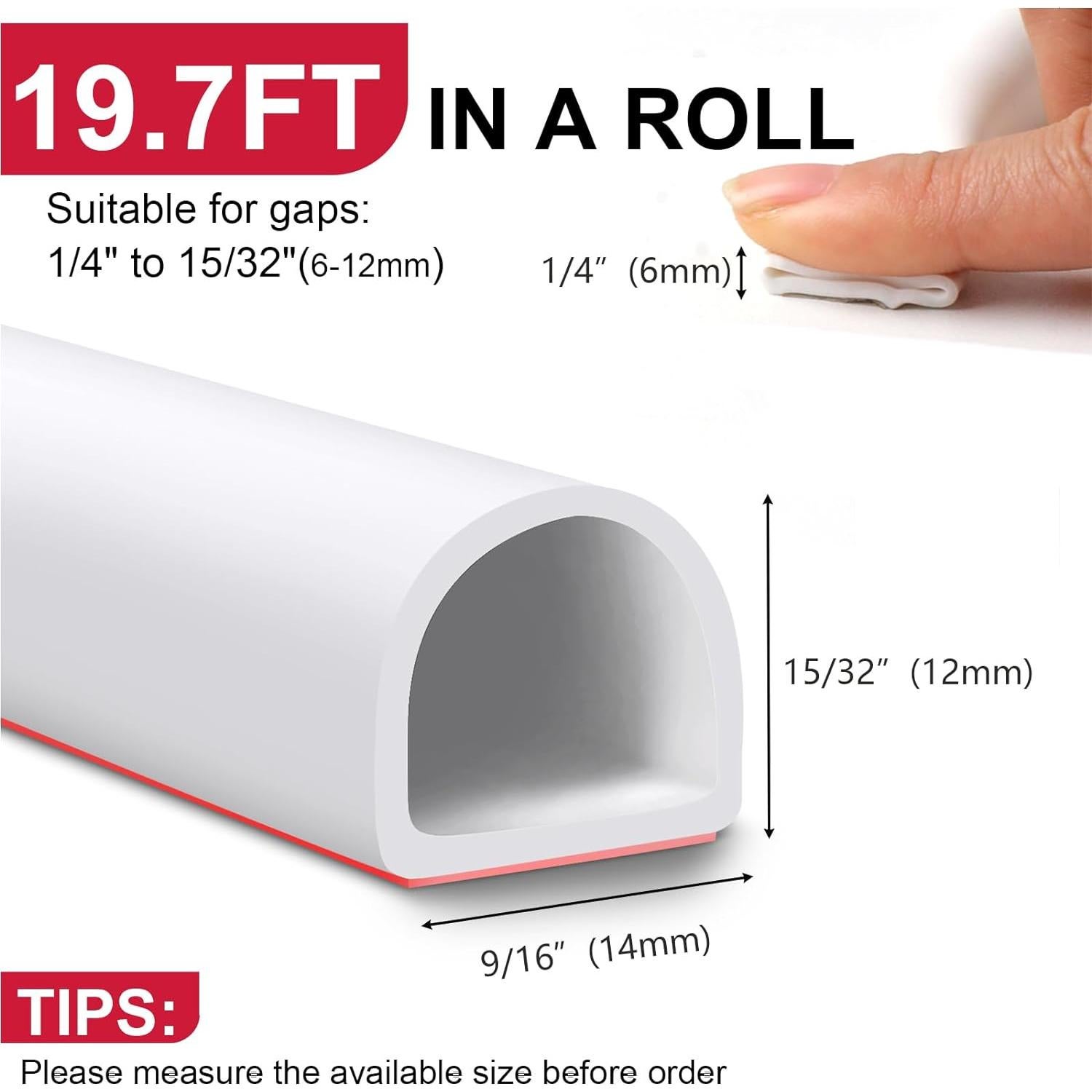 Tira de Sellado de Puerta Benory 6m Silicona Autoadhesiva