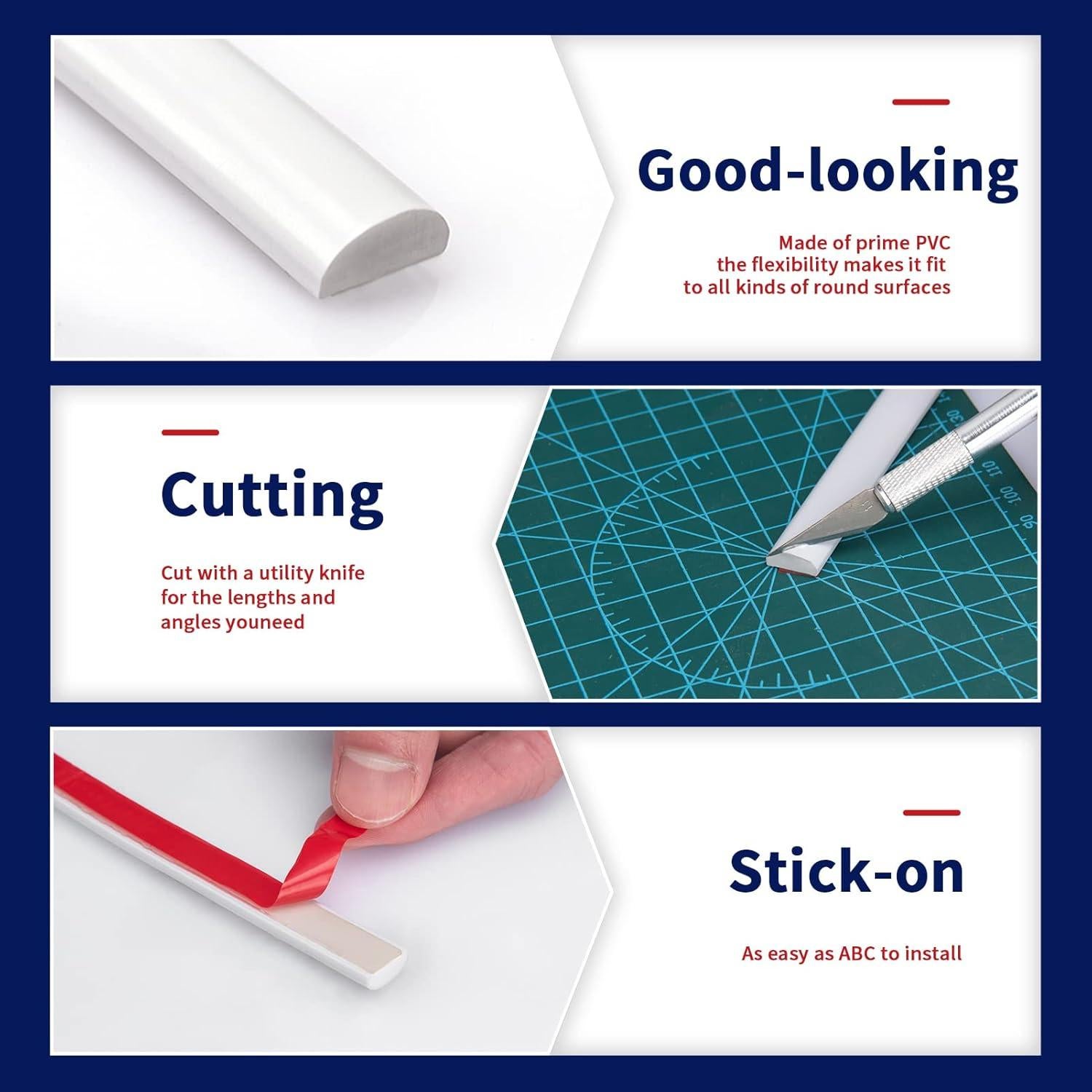 Tira de Moldura Autoadhesiva Art3dwallpanels 7.62 m Blanca