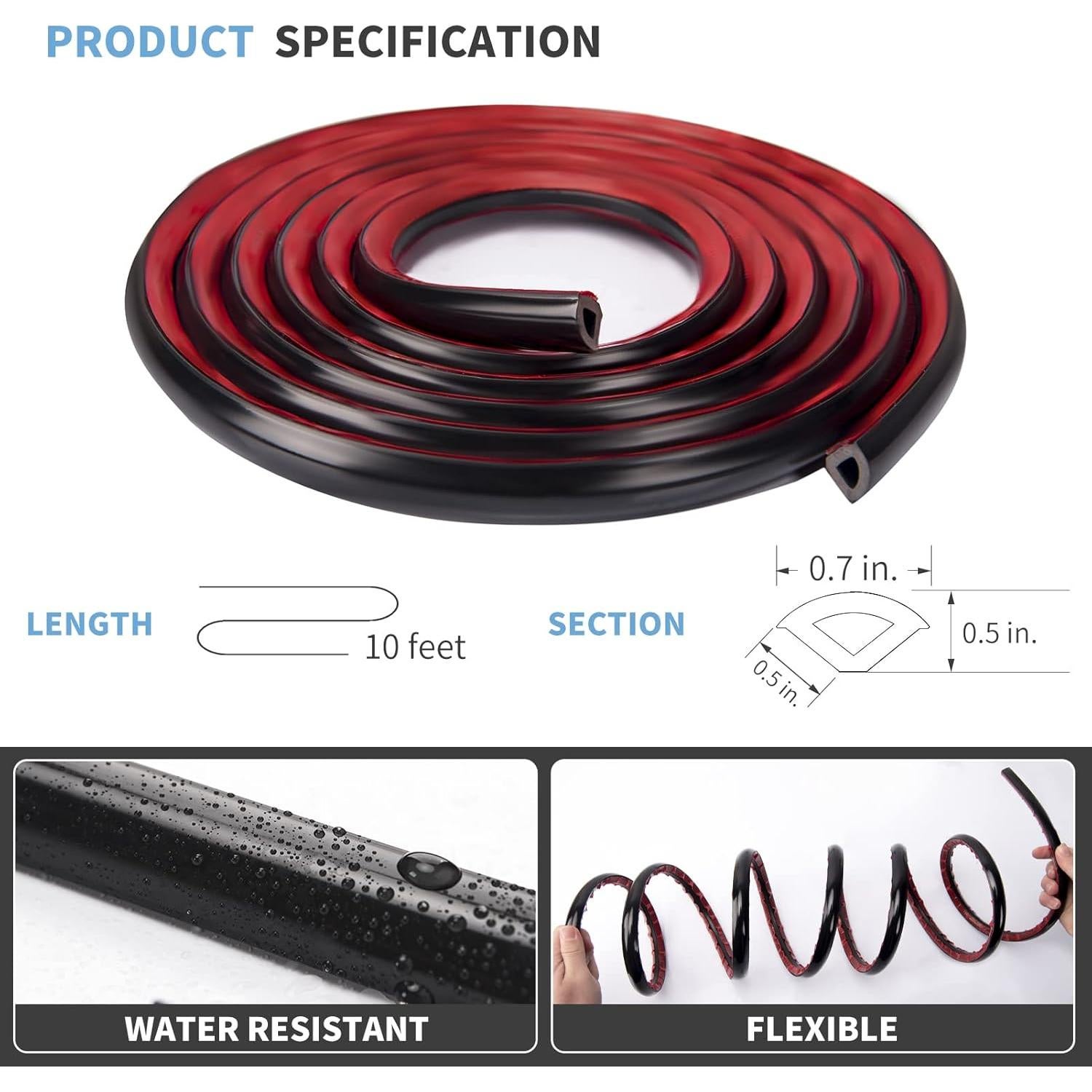 Tira Flexible Autoadhesiva Art3d 3.05m para Azulejos Negro