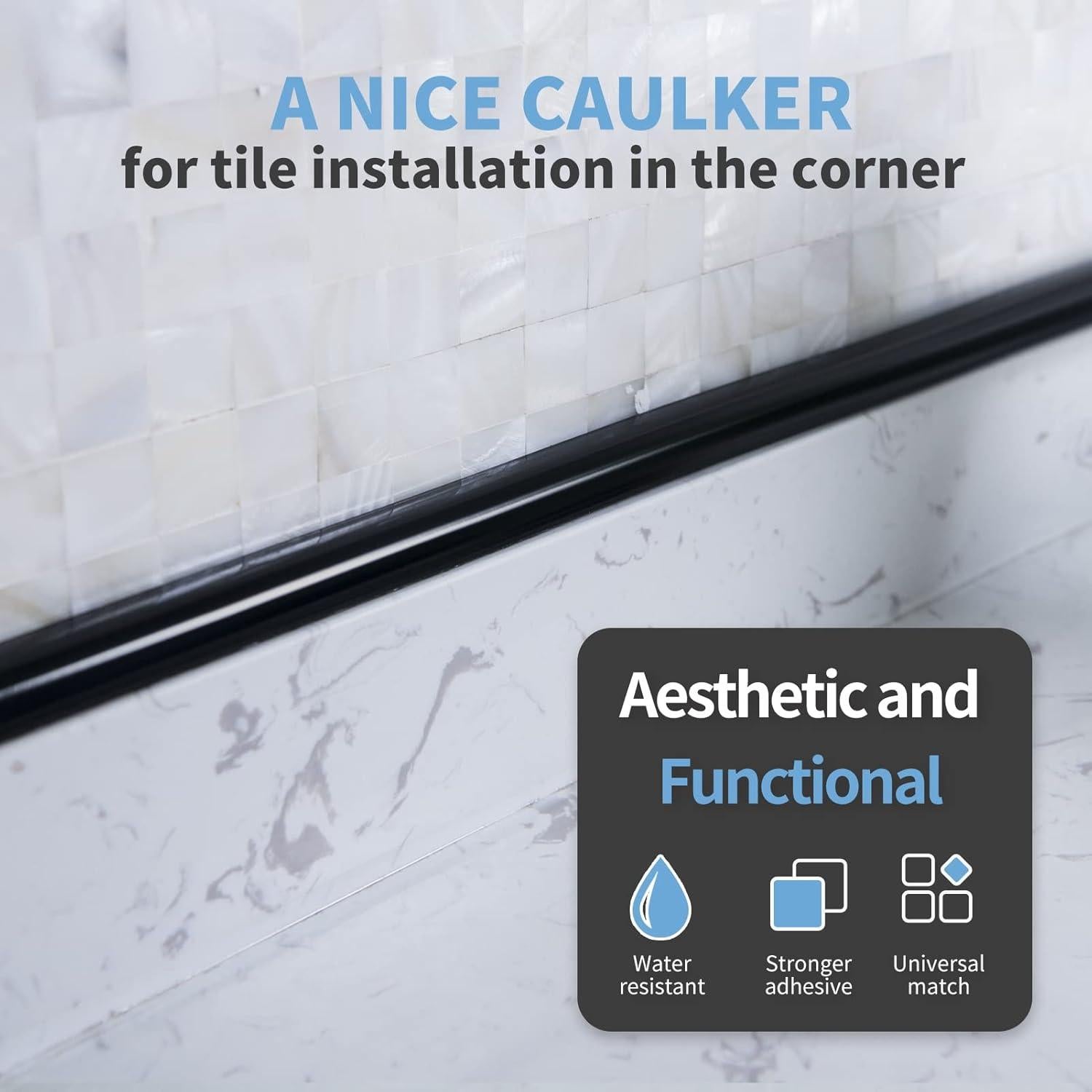 Tira Flexible Autoadhesiva Art3d 3.05m para Azulejos Negro