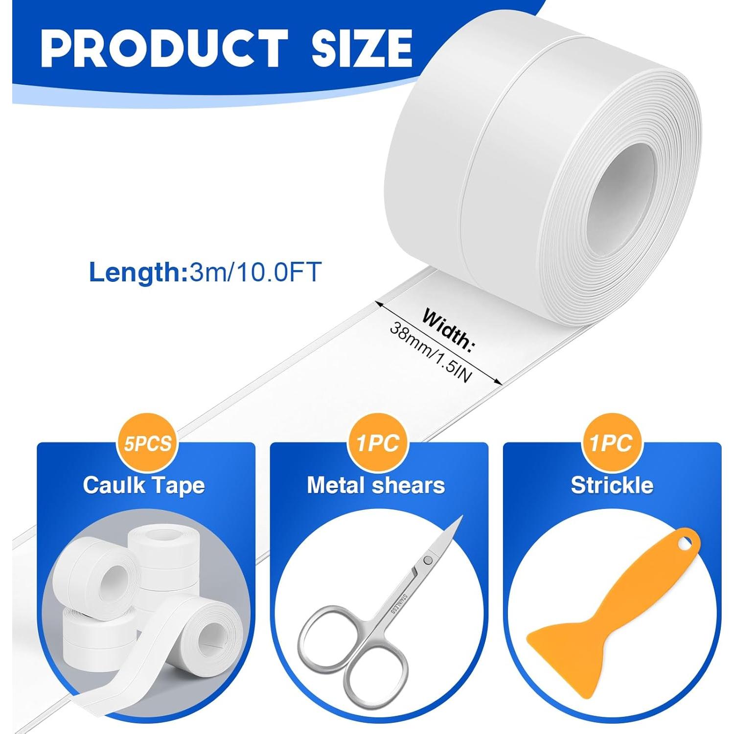 Cinta de Calafateo Blanca ESRICH 5 Rollos 3.81 cm x 3.05 m