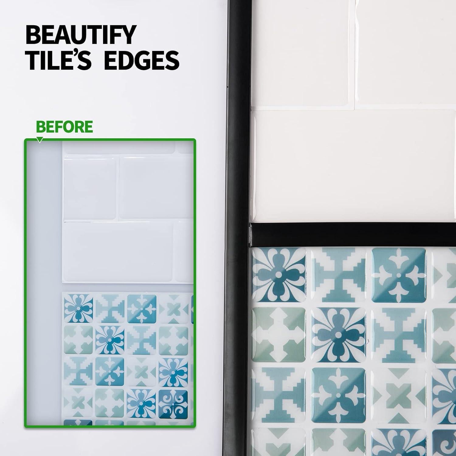 Moldura Autoadhesiva LONGKING 3m PVC Negro para Azulejos