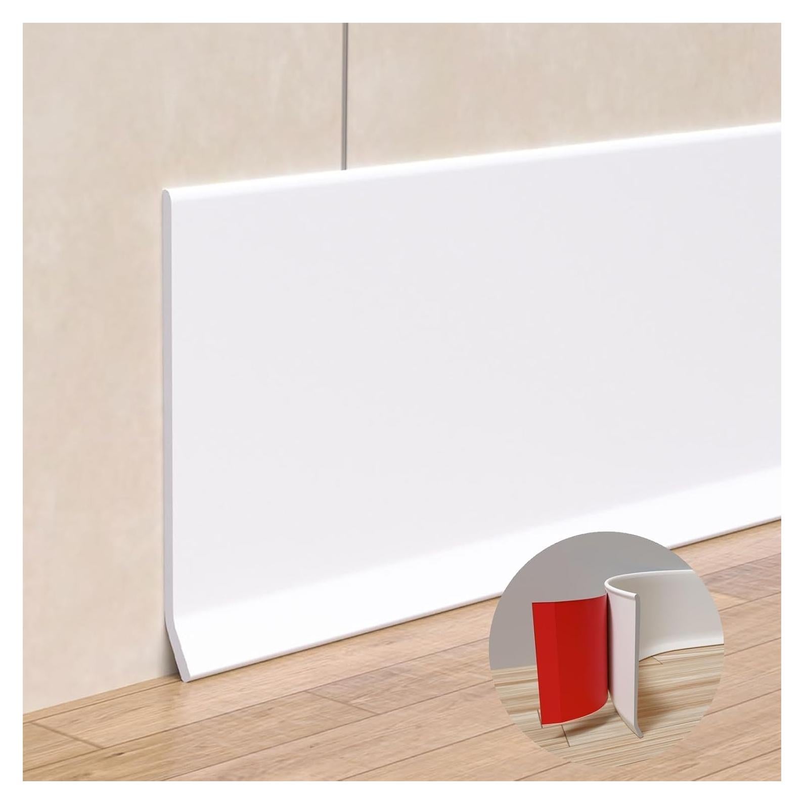 Moldura de Zócalo Autoadhesiva Risunpet 6.1m Blanca 10.16cm