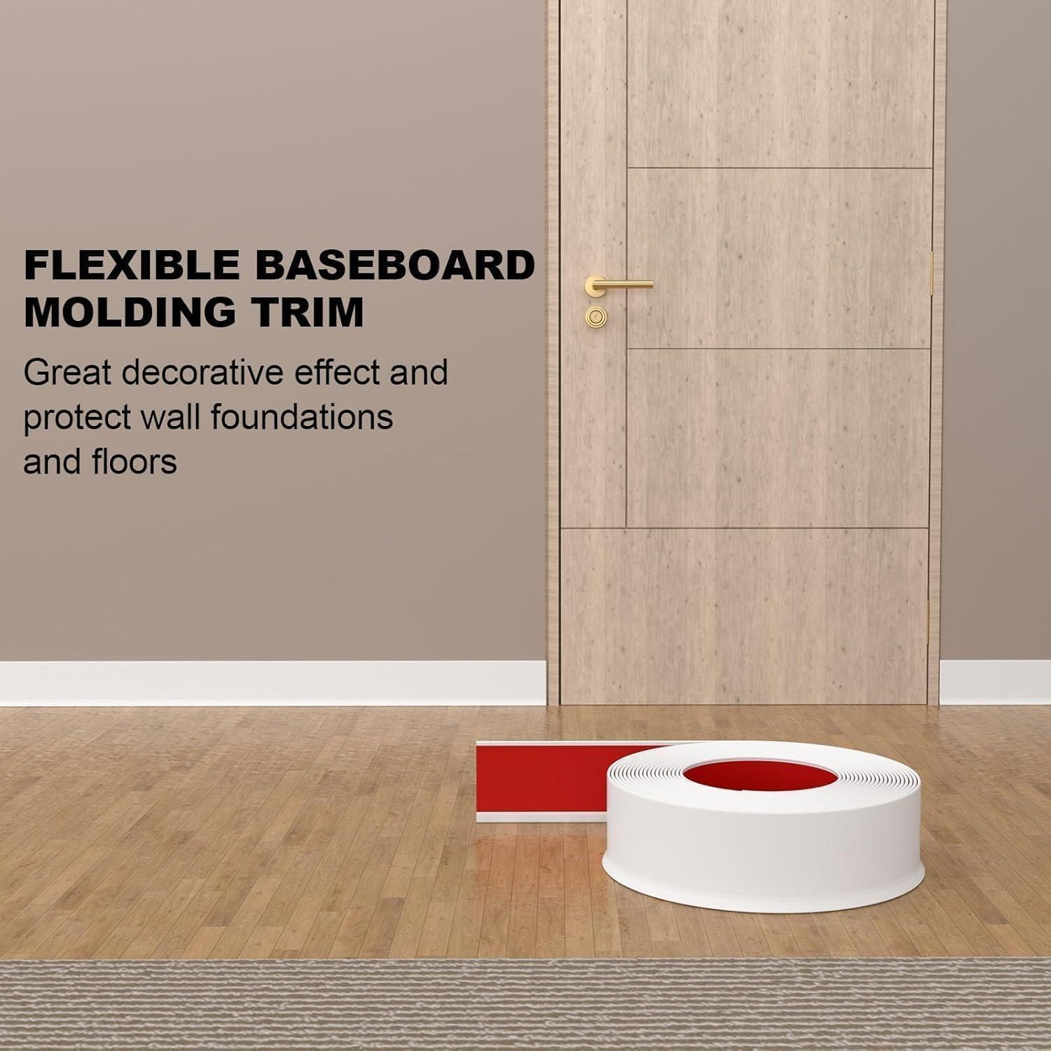 Moldura de Zócalo Autoadhesiva Risunpet 6.1m Blanca 10.16cm