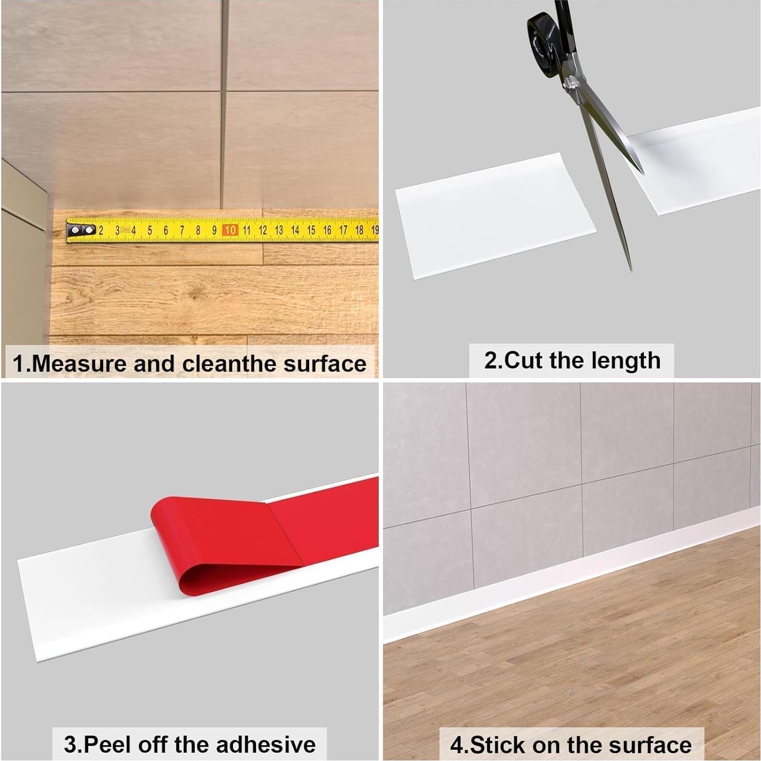 Moldura de Zócalo Autoadhesiva Risunpet 6.1m Blanca 10.16cm