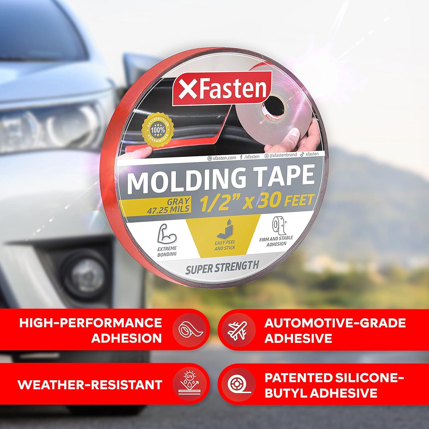 Cinta de Moldeo Automotriz XFasten 1.27 cm x 9.14 m Doble Cara