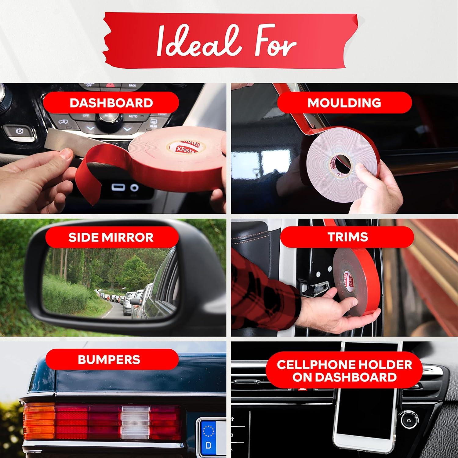 Cinta de Moldeo Automotriz XFasten 1.27 cm x 9.14 m Doble Cara