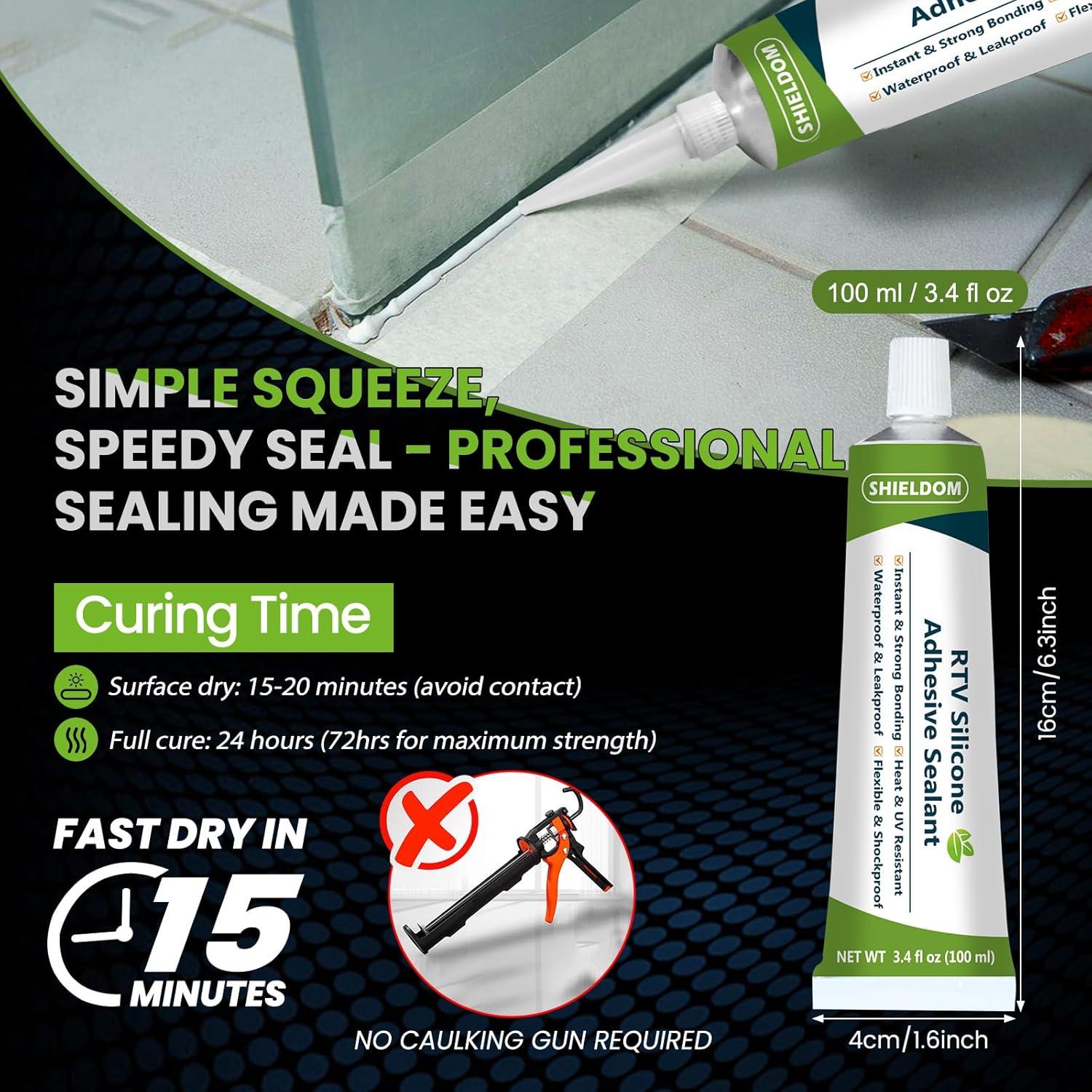 Sellador Adhesivo de Silicona RTV 100% SHIELDOM 100 ml Negro