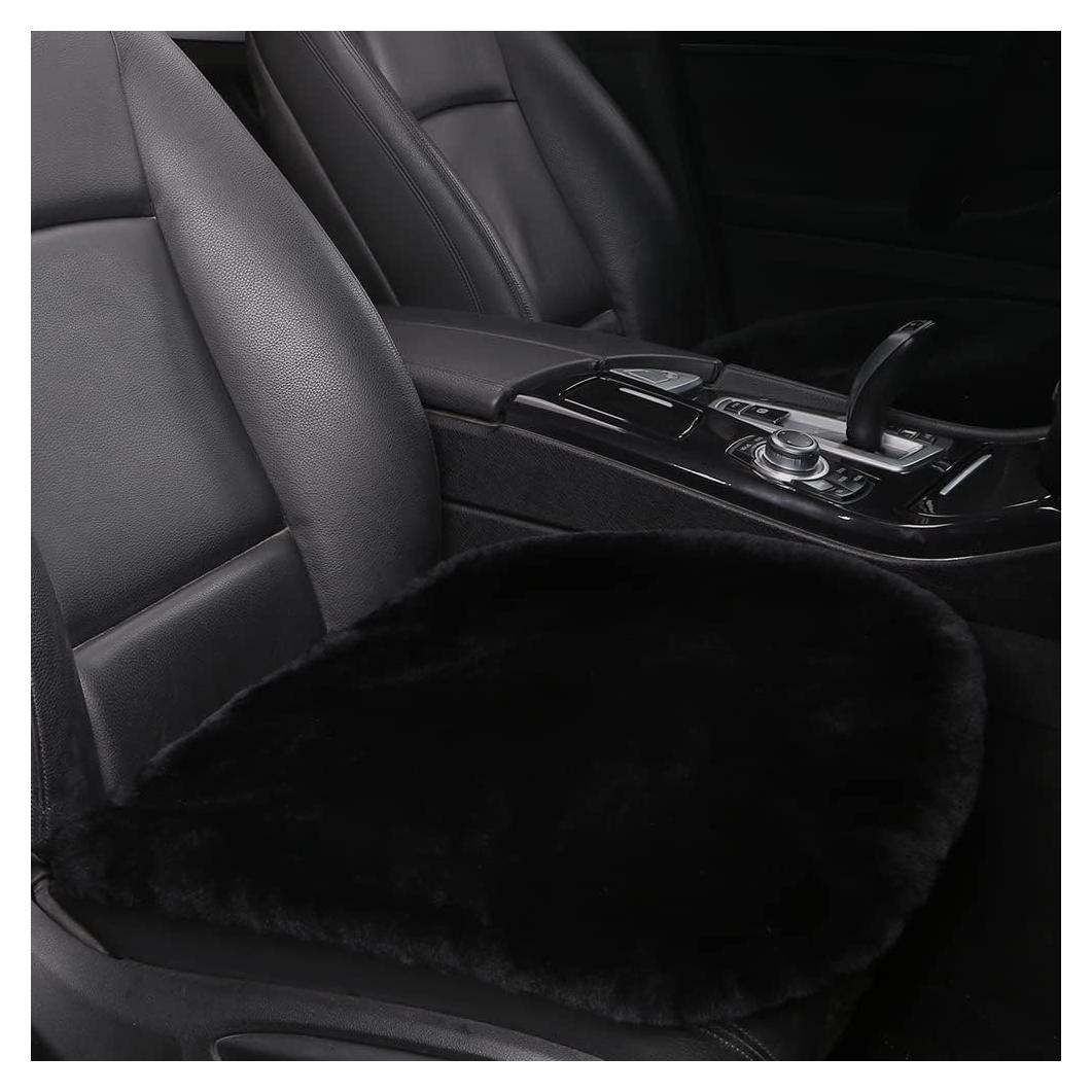 Cojín de Asiento de Piel de Oveja LLB Negro 49x49 cm