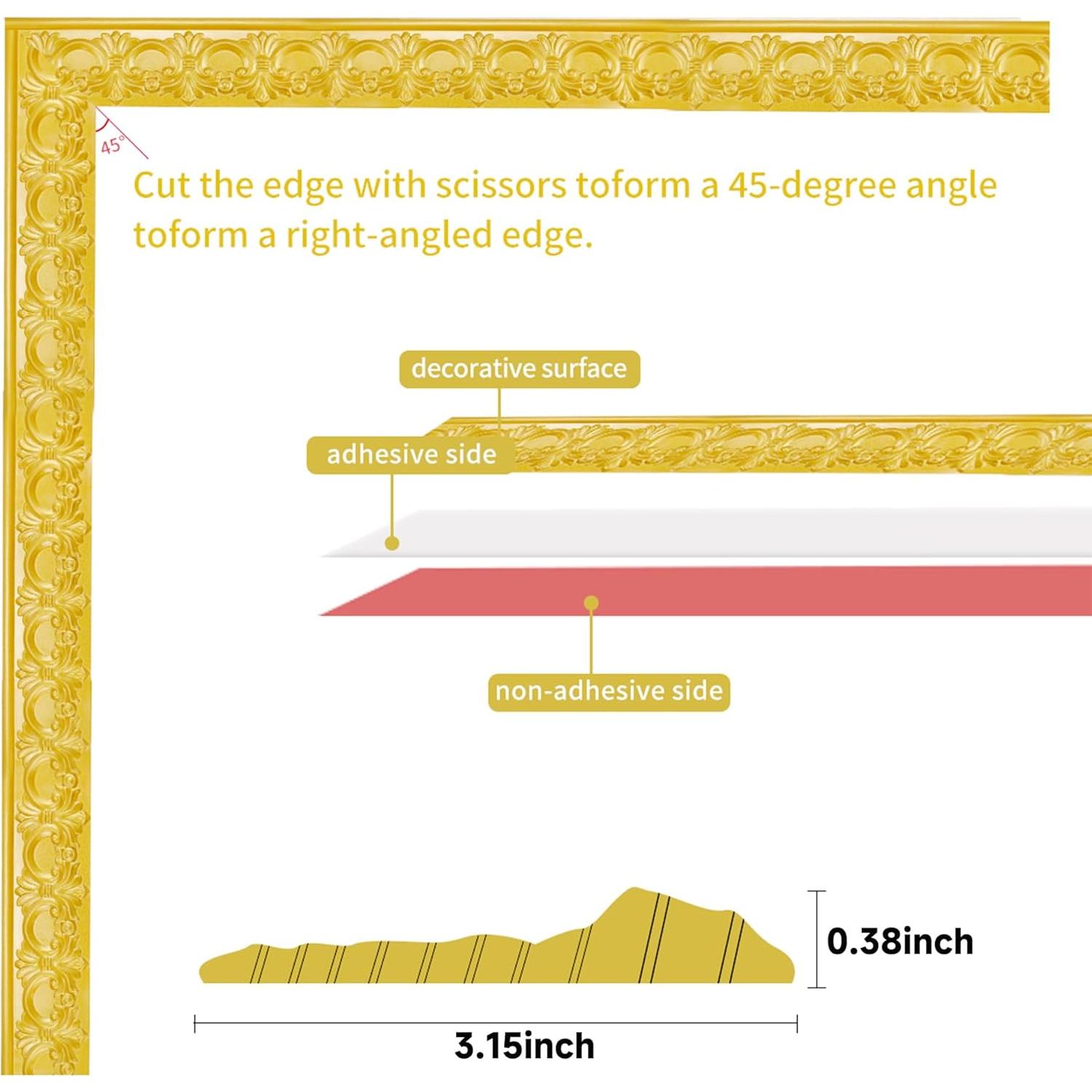 Moldura Autoadhesiva Flexible Leenevs 3m Dorado PVC