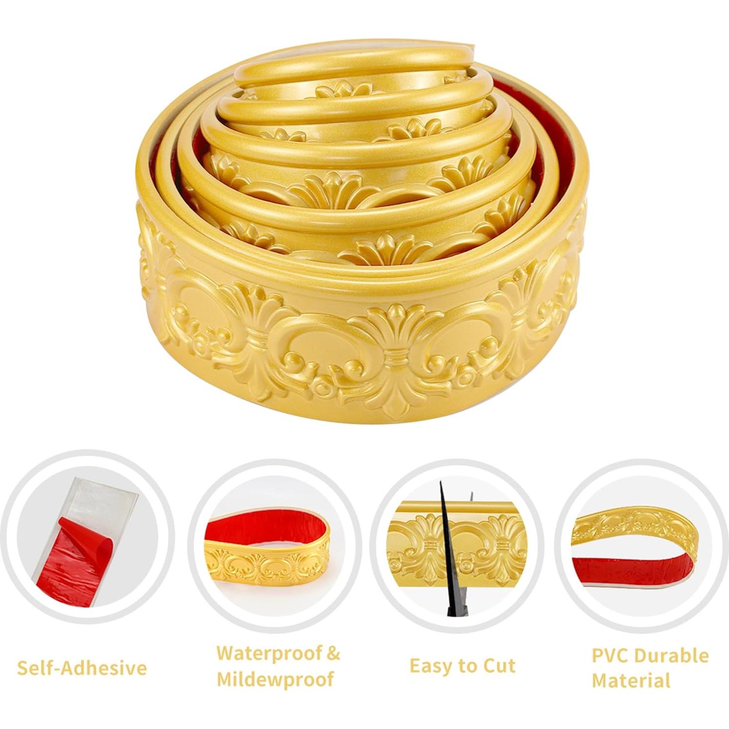 Moldura Autoadhesiva Flexible Leenevs 3m Dorado PVC