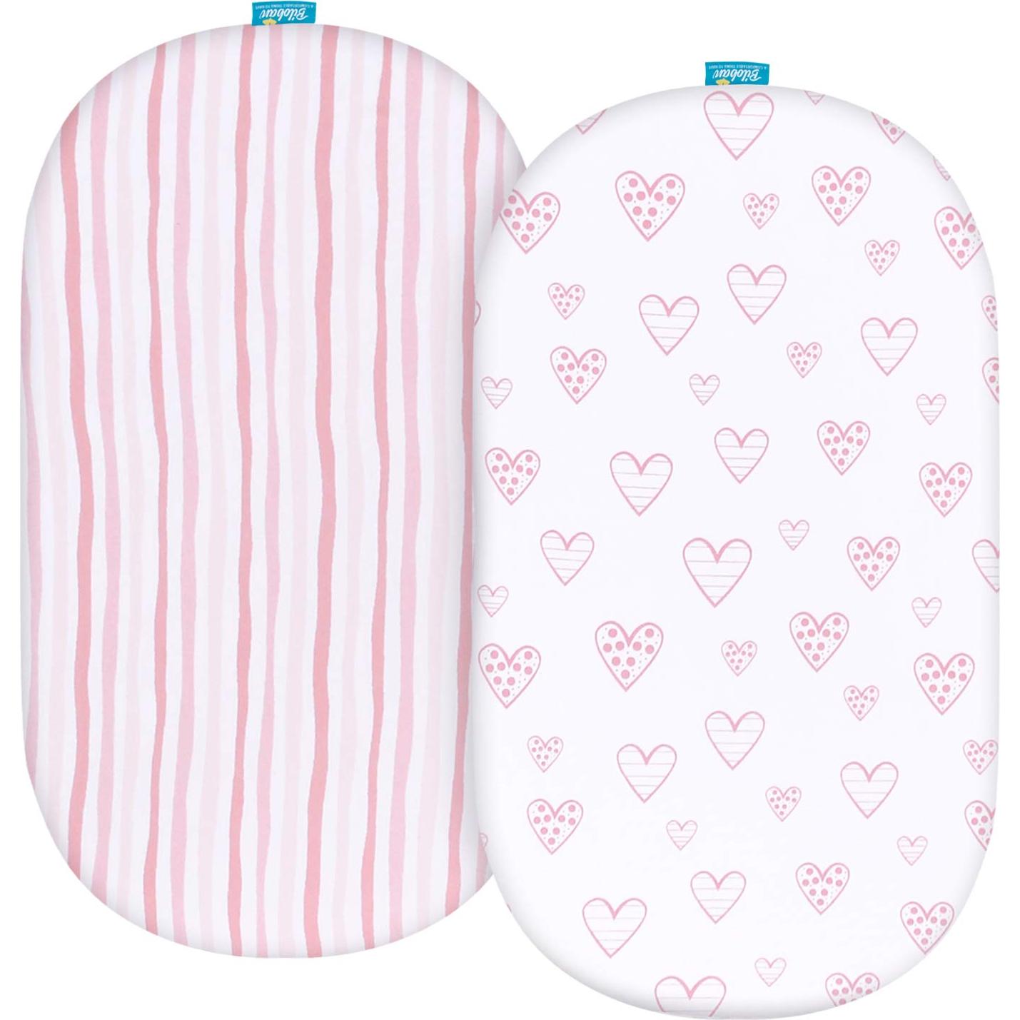 Sábanas para Cuna Biloban 2 Piezas Algodón Rosa Corazón