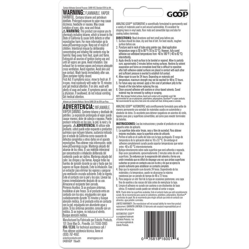 Adhesivo Automotriz Amazing GOOP 160012 109.8 ml Transparente