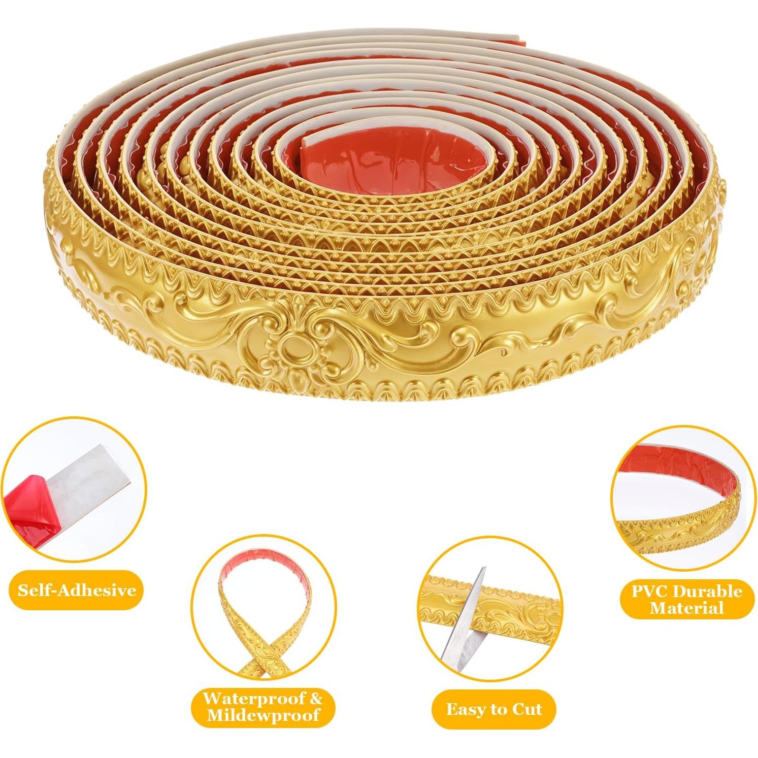 Moldura Flexible Autoadhesiva Mekueeex 5m PVC Oro 3.81cm