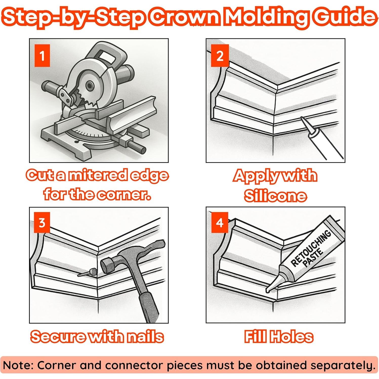 Juego de 7 Piezas de Moldura de Zócalo LED TUALCA 239.9 cm