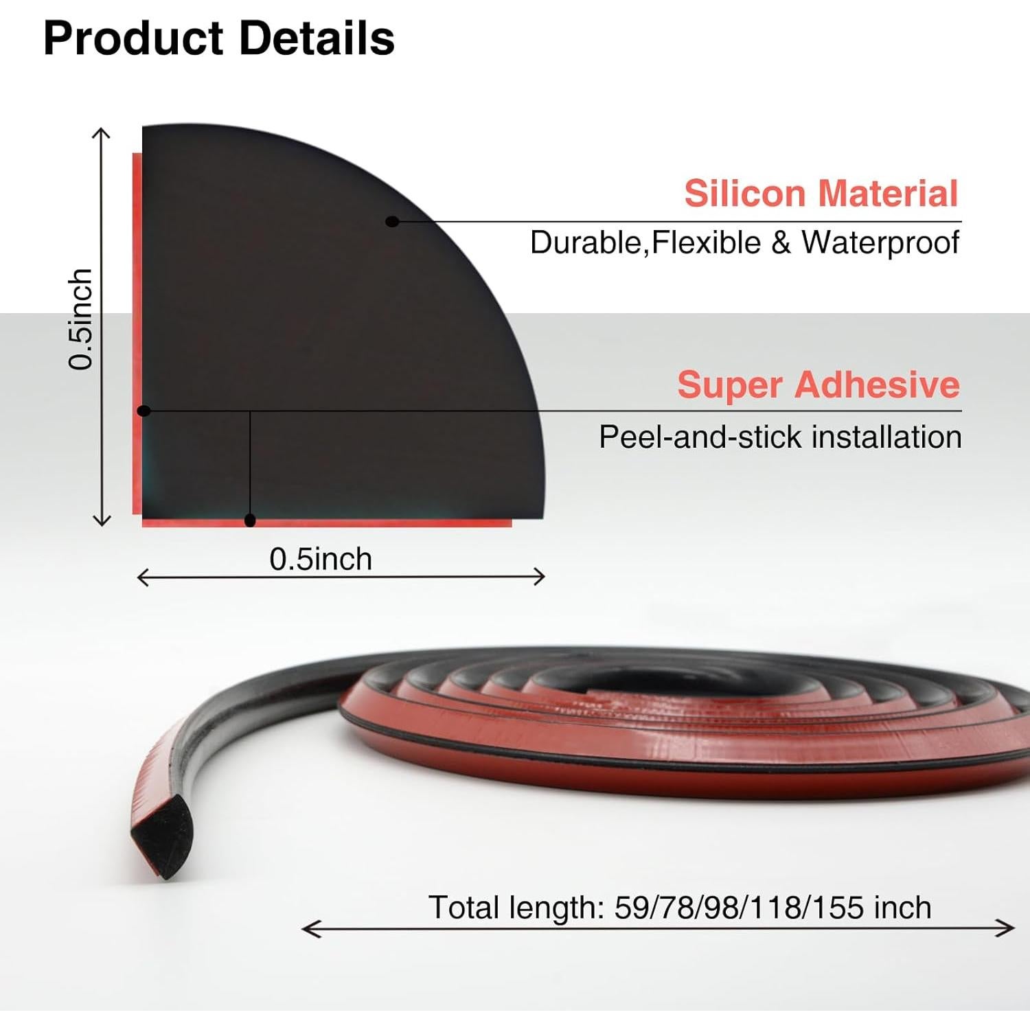 Moldura Flexible de Silicona VLKAVIVA 198.12 cm Negra