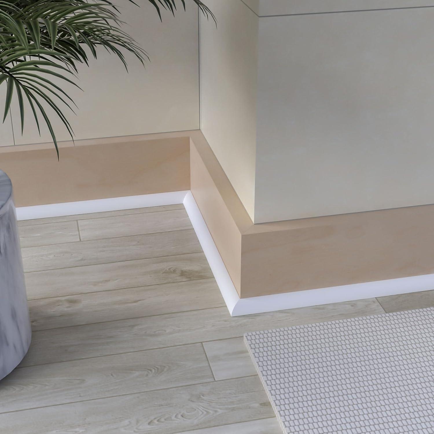 Moldura de goma flexible Risunpet 2.44m autoadhesiva blanca