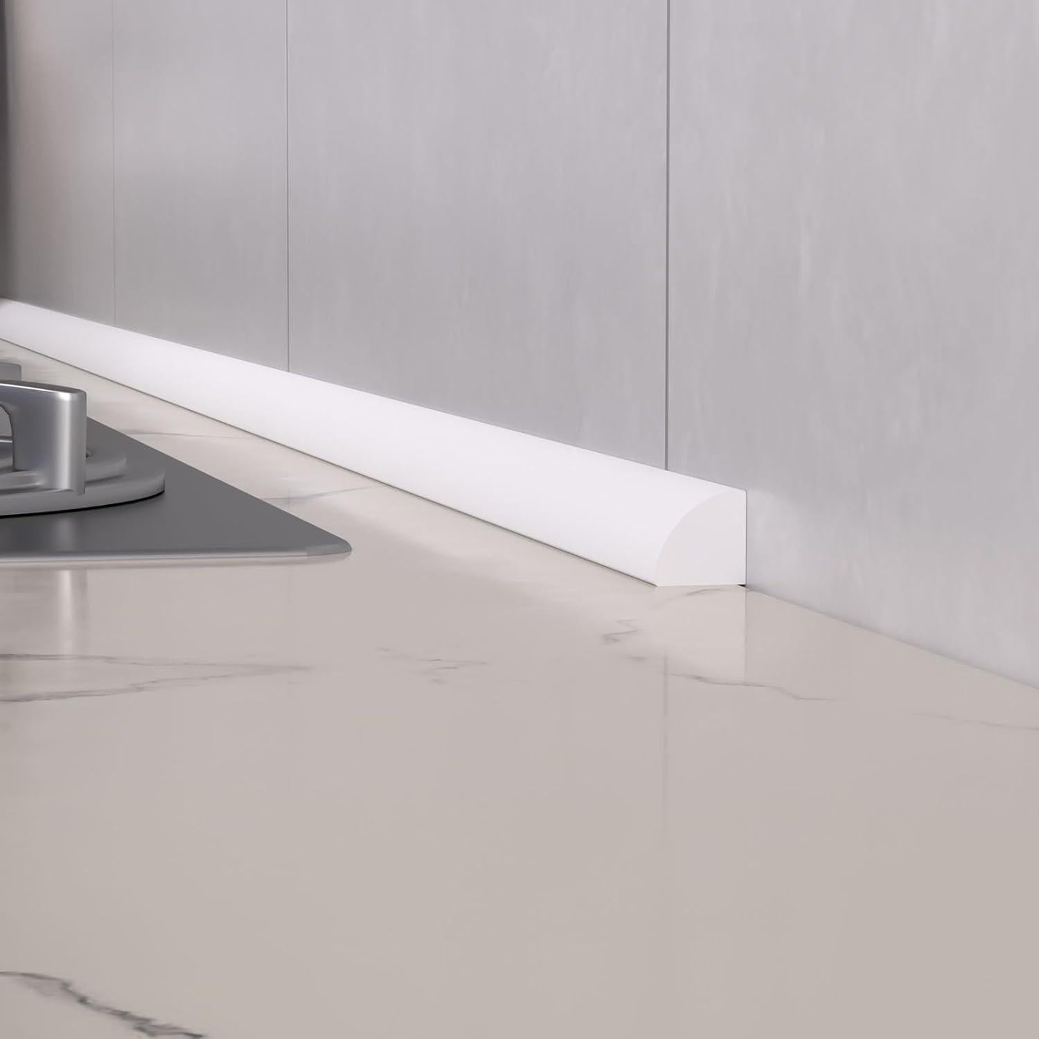 Moldura de goma flexible Risunpet 2.44m autoadhesiva blanca