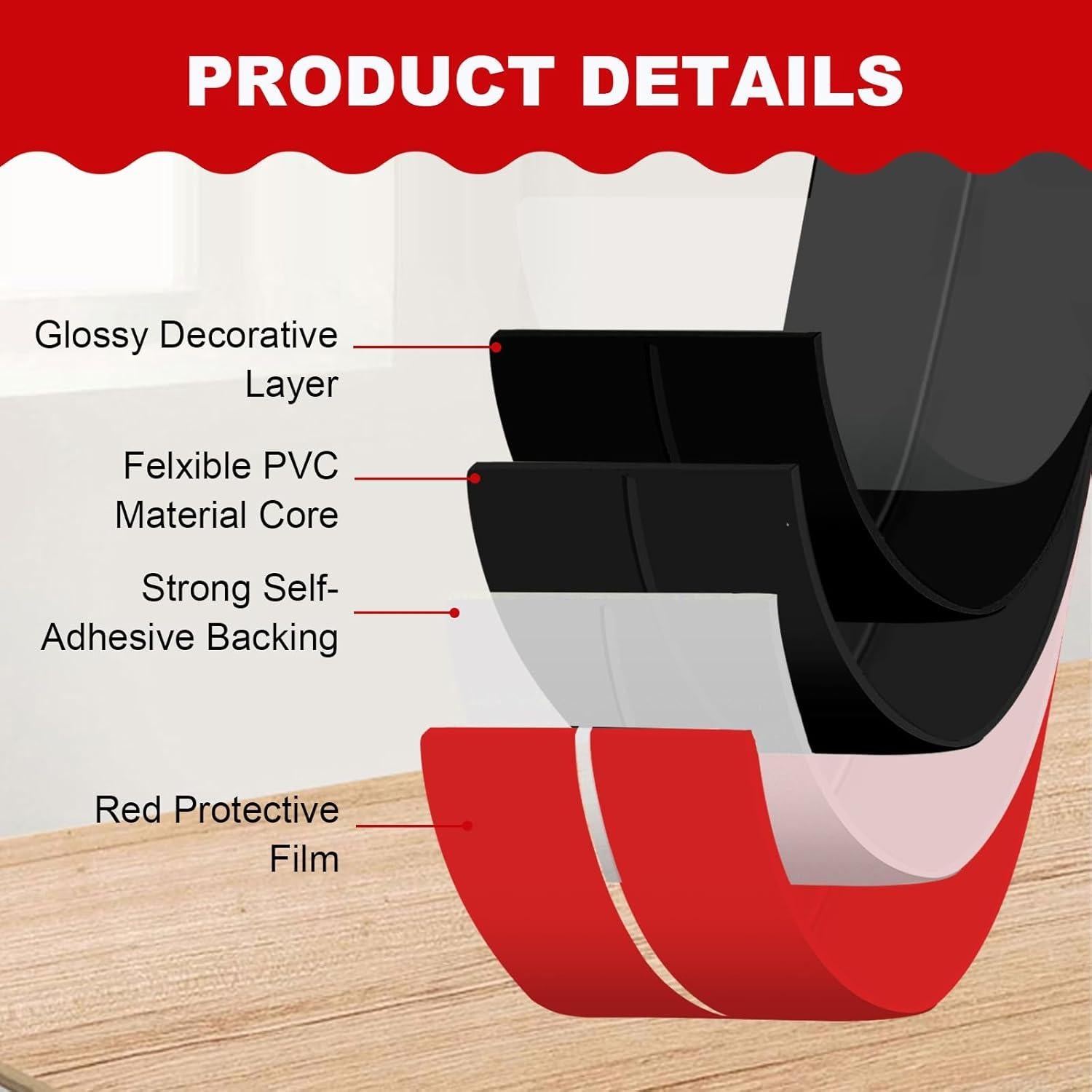 Protector de Esquina DGSL 0.4 cm x 3.96 m Autoadhesivo Negro