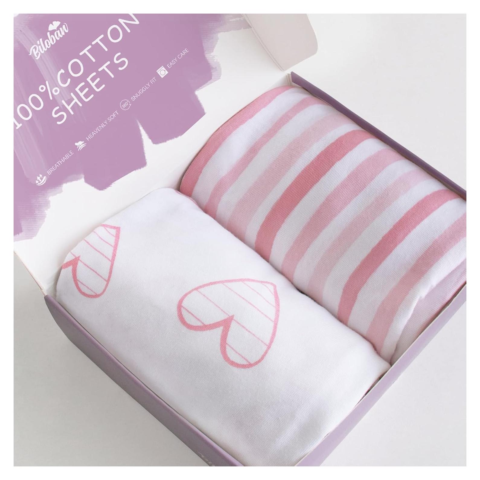 Sábanas para Cuna Biloban Rosa 100% Algodón 2 Piezas