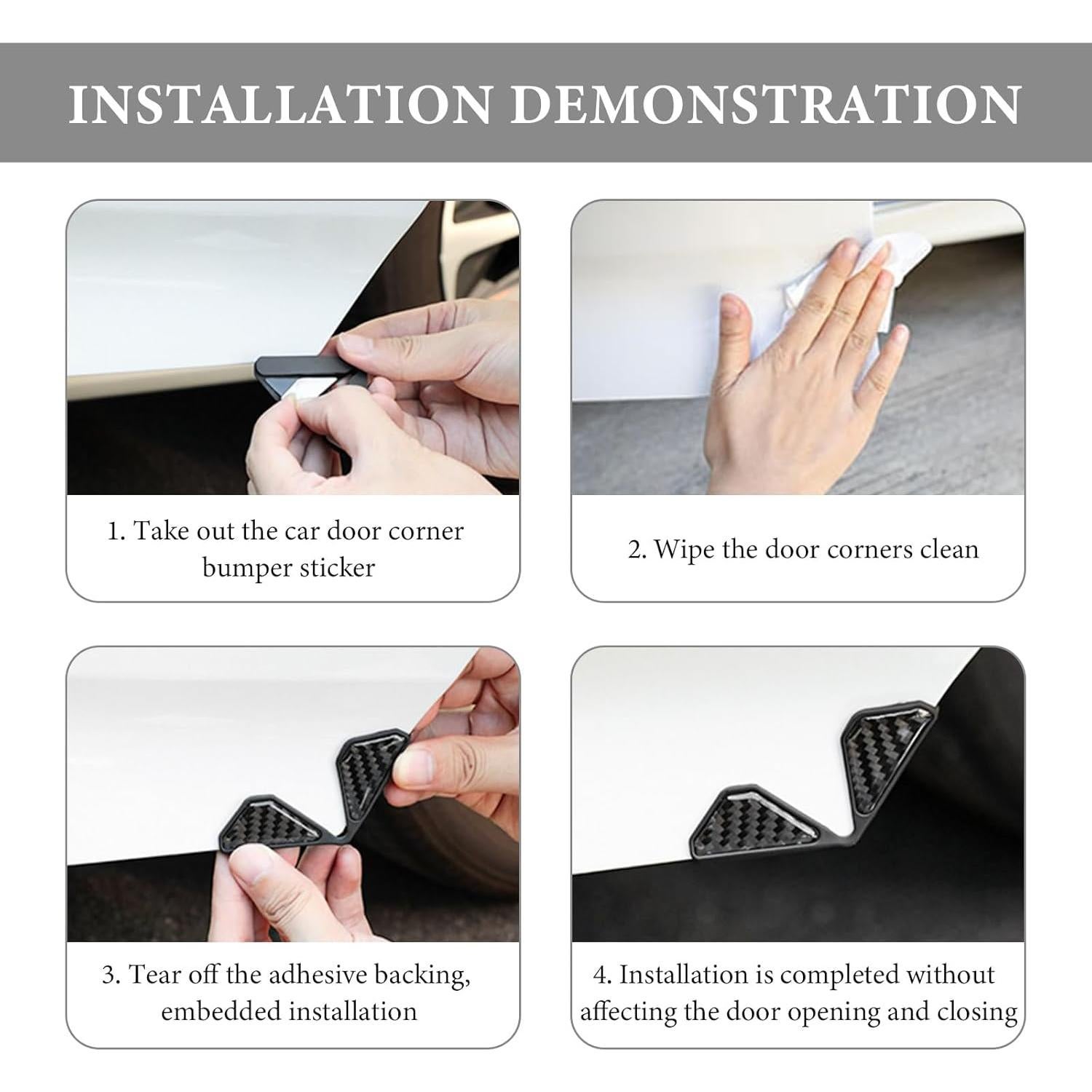 Protector de Esquinas de Puerta de Auto FSTURIOS 2PCS Negro