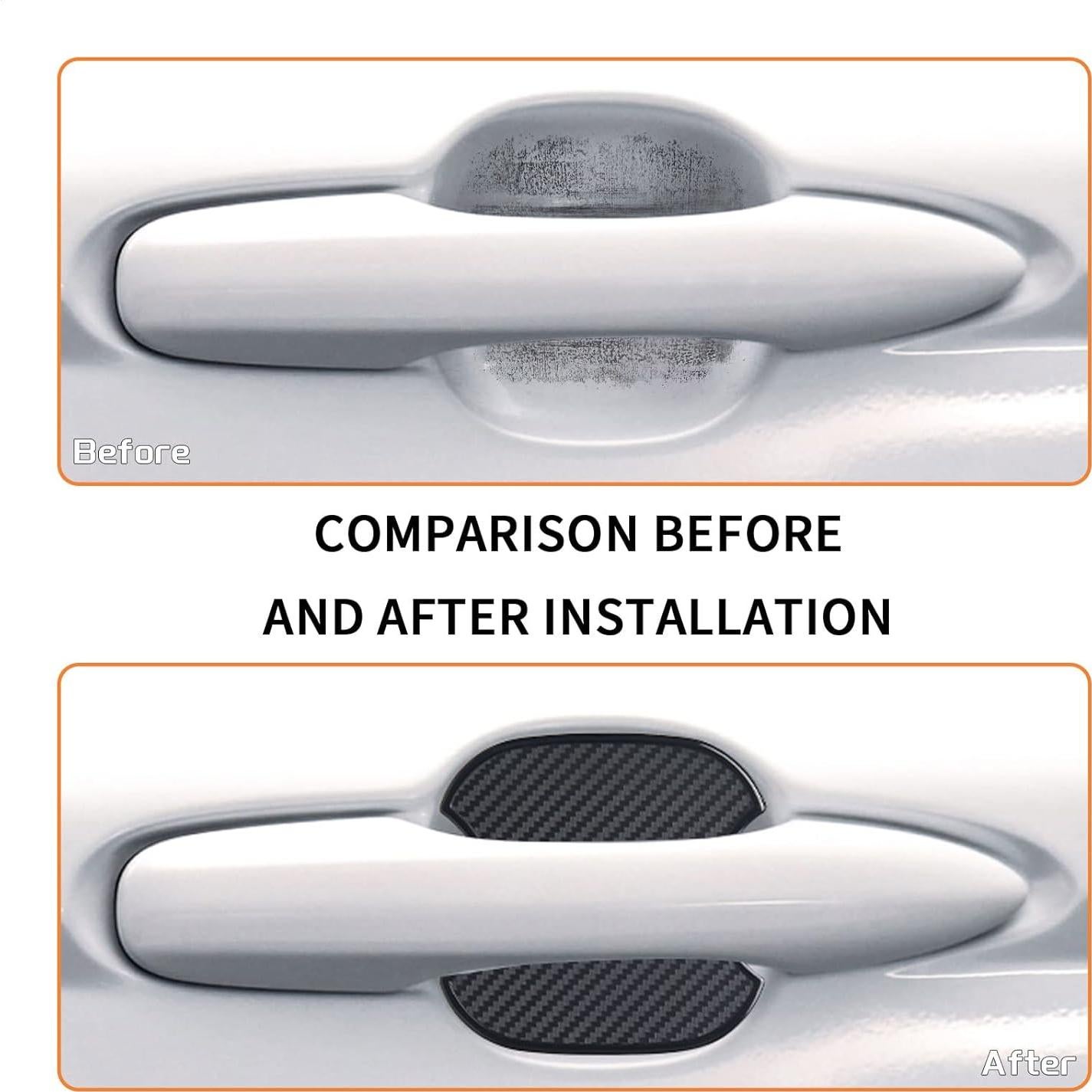 Protector de Puerta TANGSEN 4 Piezas TPU Textura Fibra Carbono