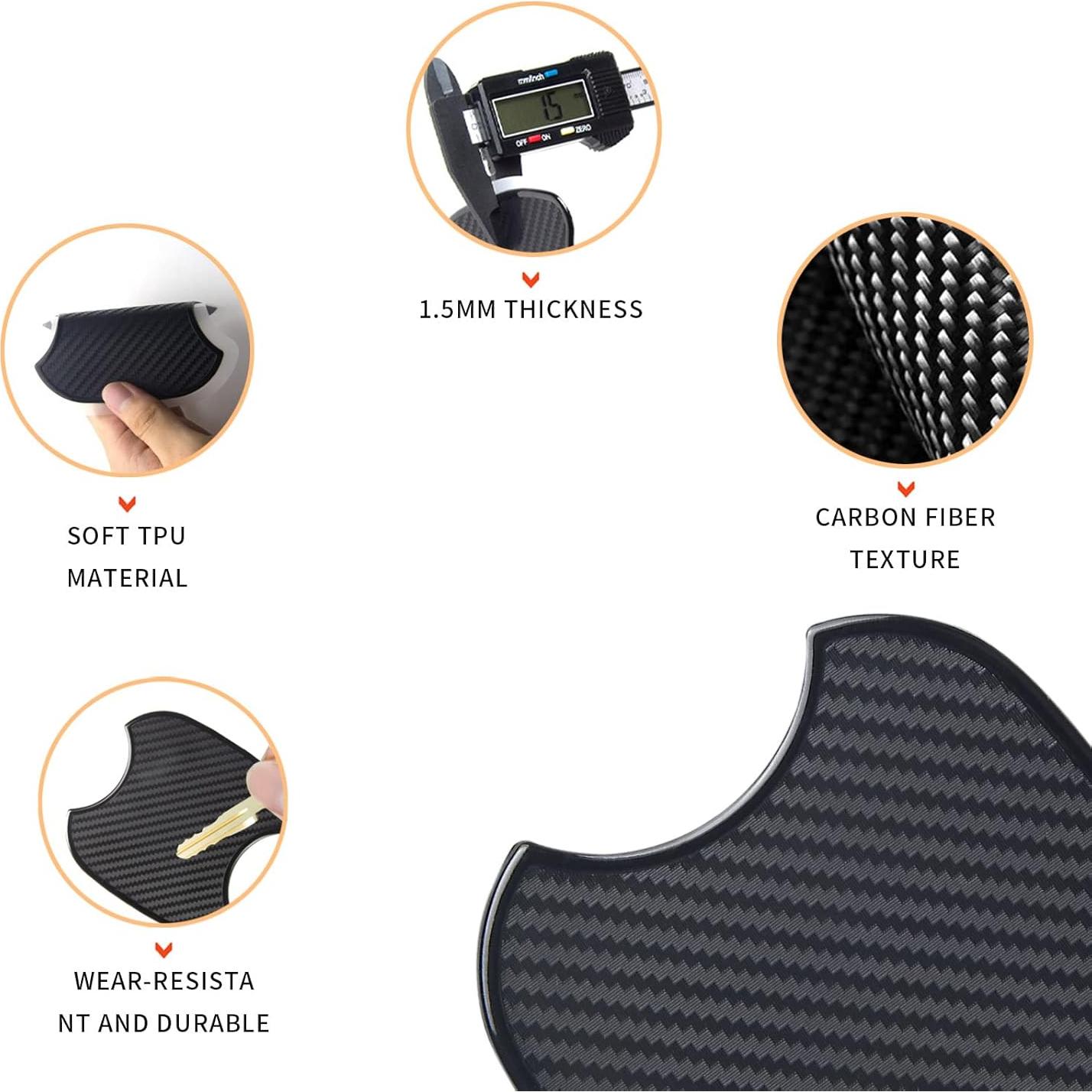 Protector de Puerta TANGSEN 4 Piezas TPU Textura Fibra Carbono