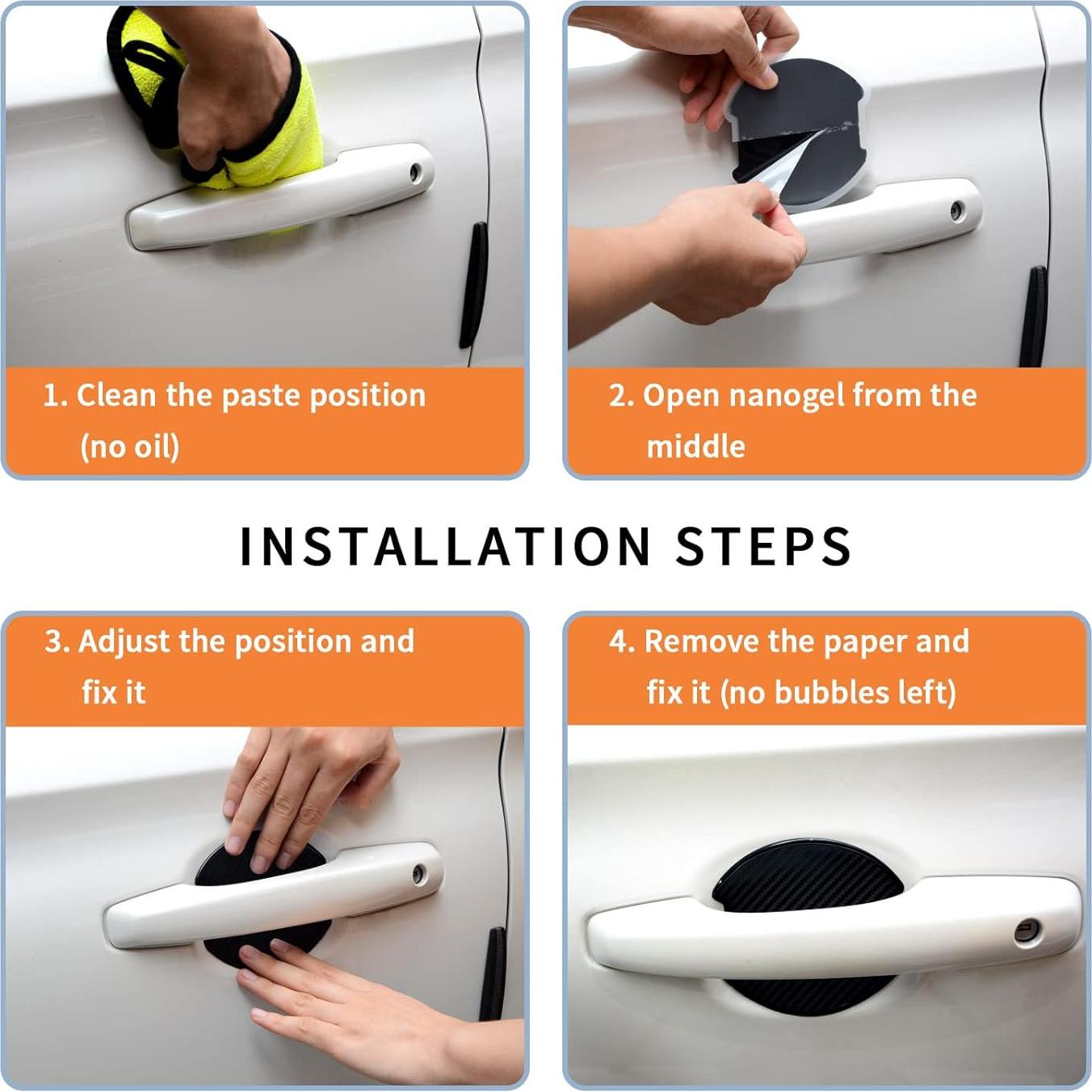 Protector de Puerta TANGSEN 4 Piezas TPU Textura Fibra Carbono