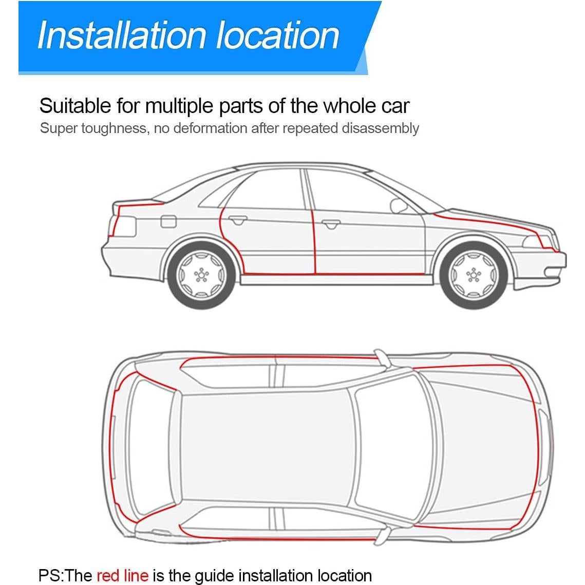 Protector de Bisel de Puerta de Coche BLAU GRUN 3.05m Blanco