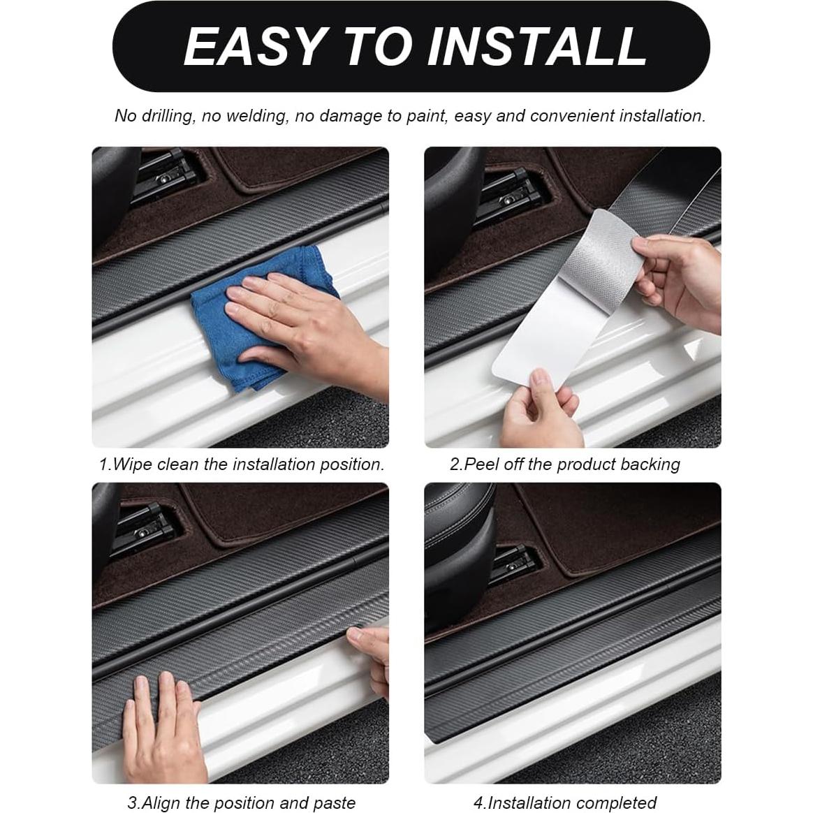 9 PCS Protector de Umbral de Puerta SHMZK Fibra de Carbono