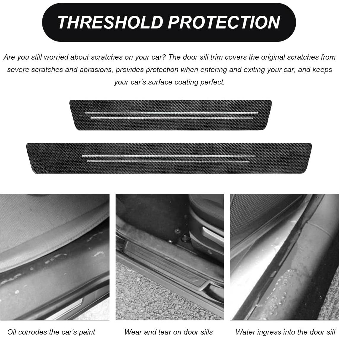 9 PCS Protector de Umbral de Puerta SHMZK Fibra de Carbono