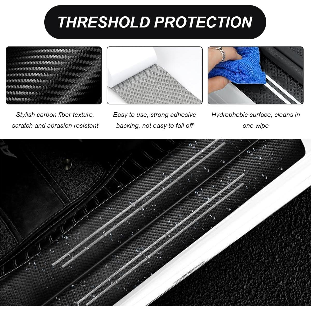 9 PCS Protector de Umbral de Puerta SHMZK Fibra de Carbono