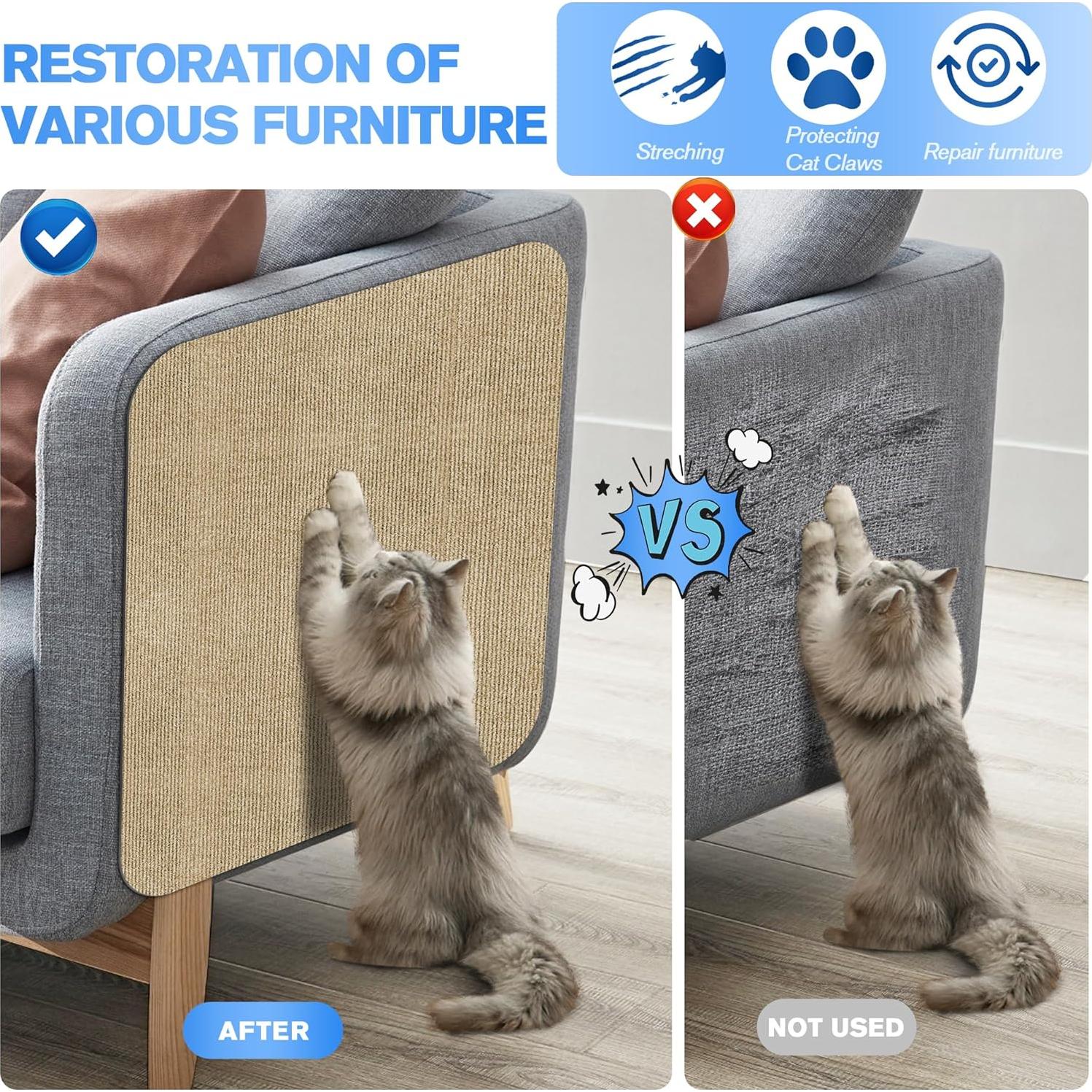 Alfombra Autoadhesiva para Rascado de Gatos Hriiiiya 2Pack 99.8x39.9cm