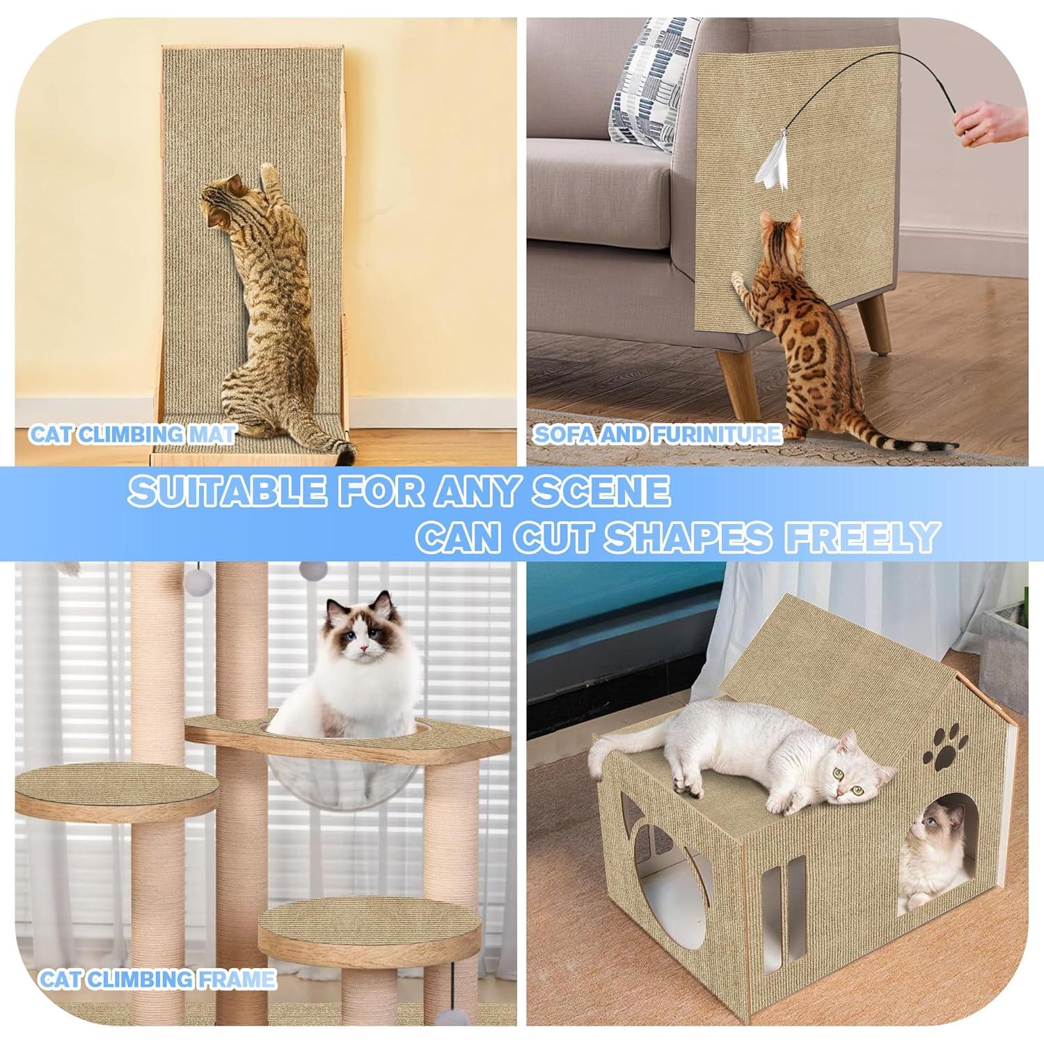 Alfombra Autoadhesiva para Rascado de Gatos Hriiiiya 2Pack 99.8x39.9cm