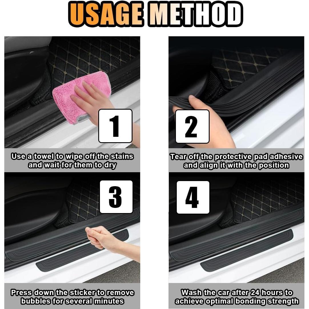 4 Protectores de Placa de Umbral de Puerta de Coche GLSOWEE