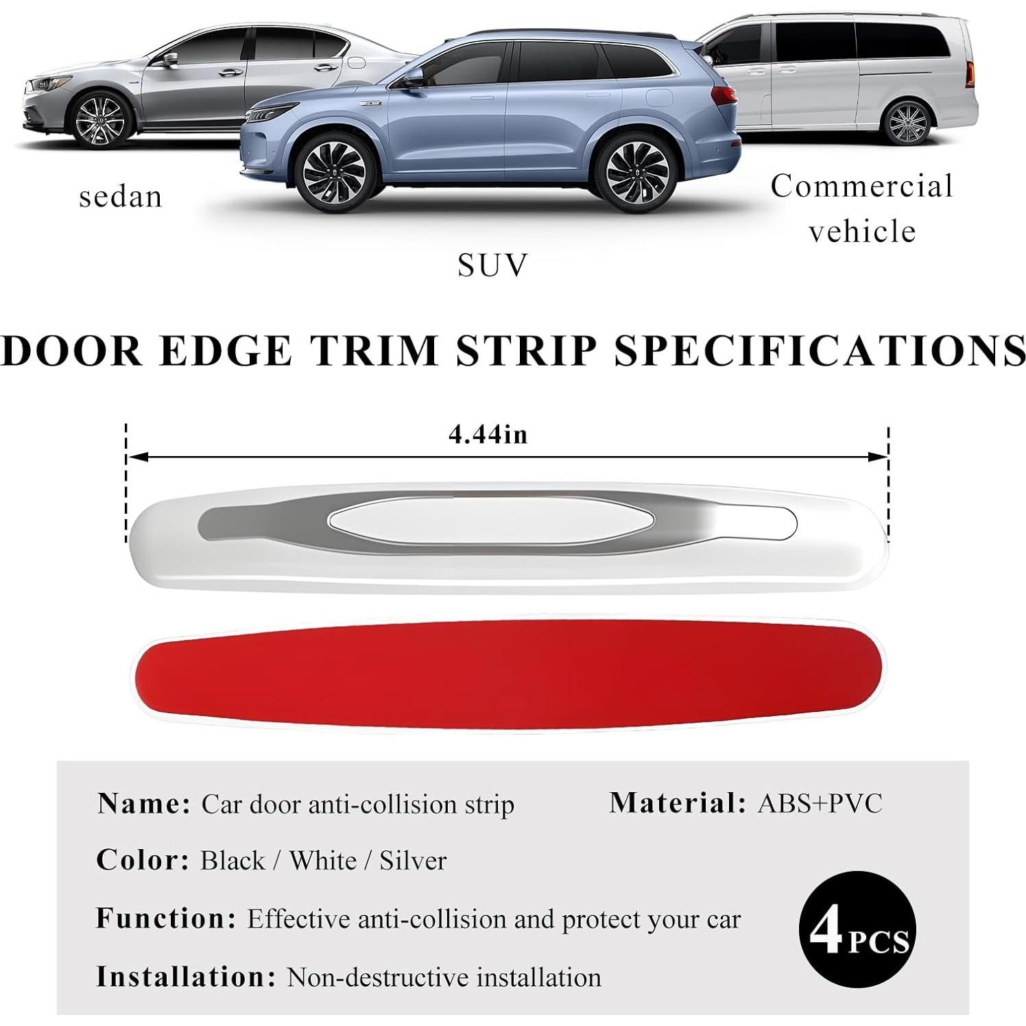 4 Protectores de Bordes de Puertas de Coche DXNQ - Blanco