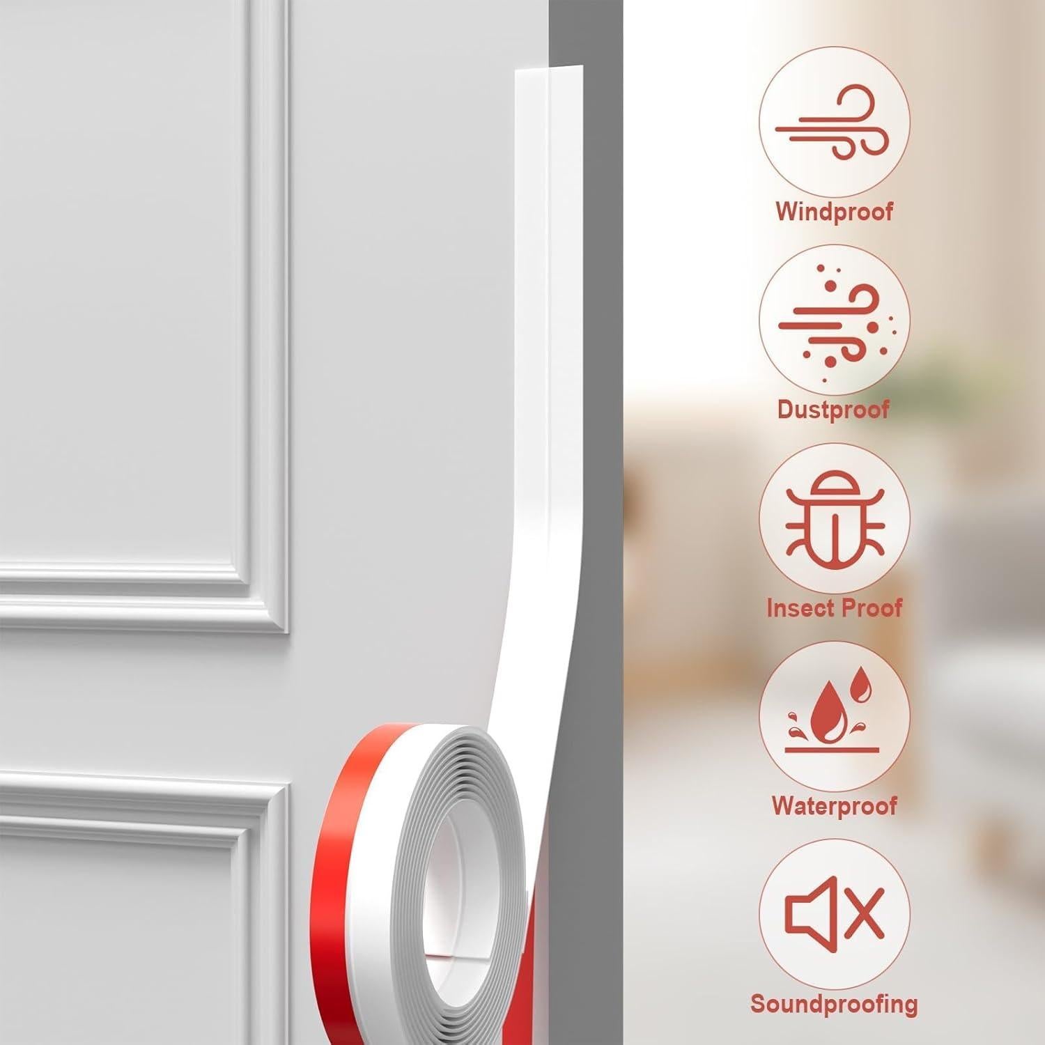 Sello de Puerta con Burlete Ginchain 6.1m Silicona Blanca