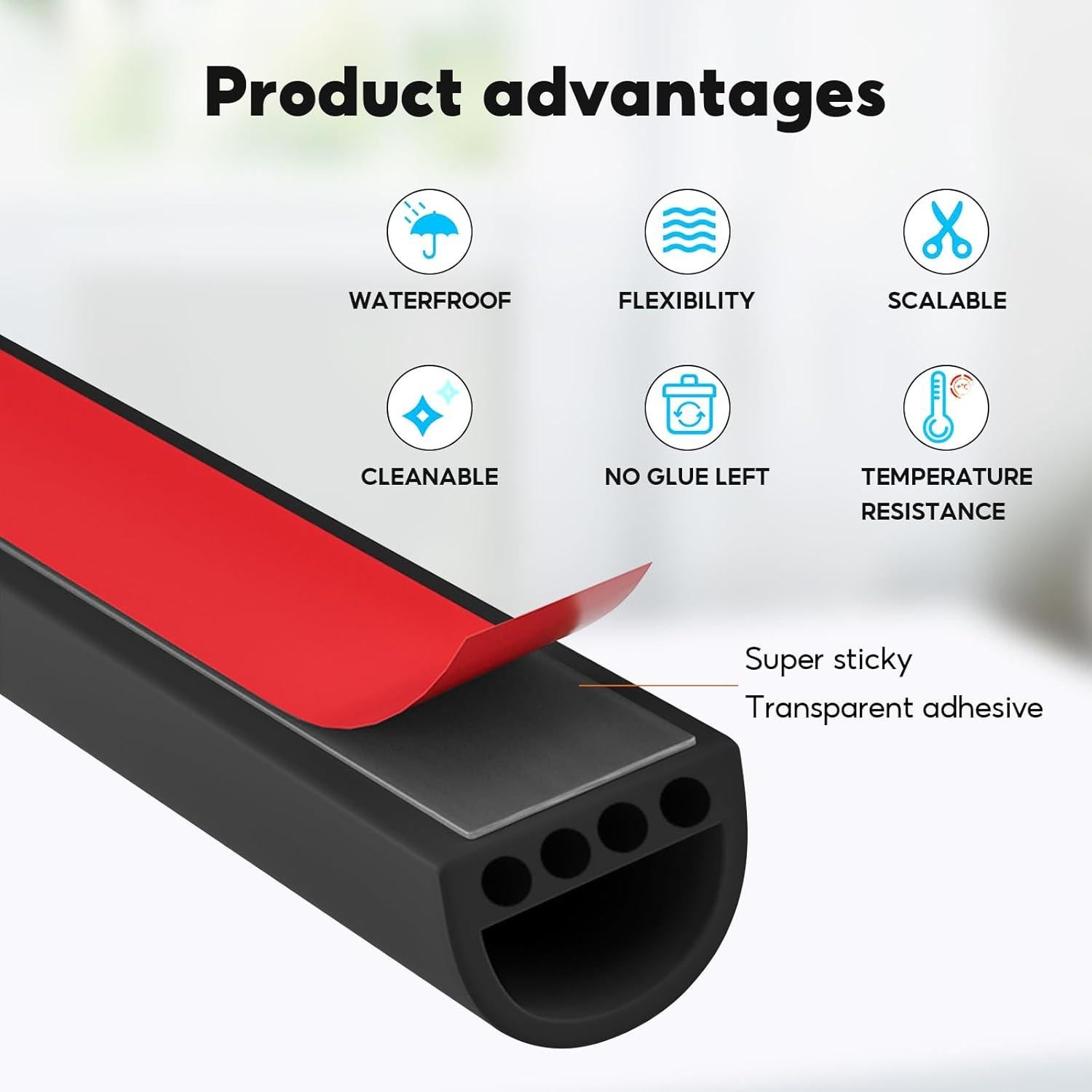 Burlete Autoadhesivo de Silicona SNSTEK 6.1m Negro 9.5x6.4mm