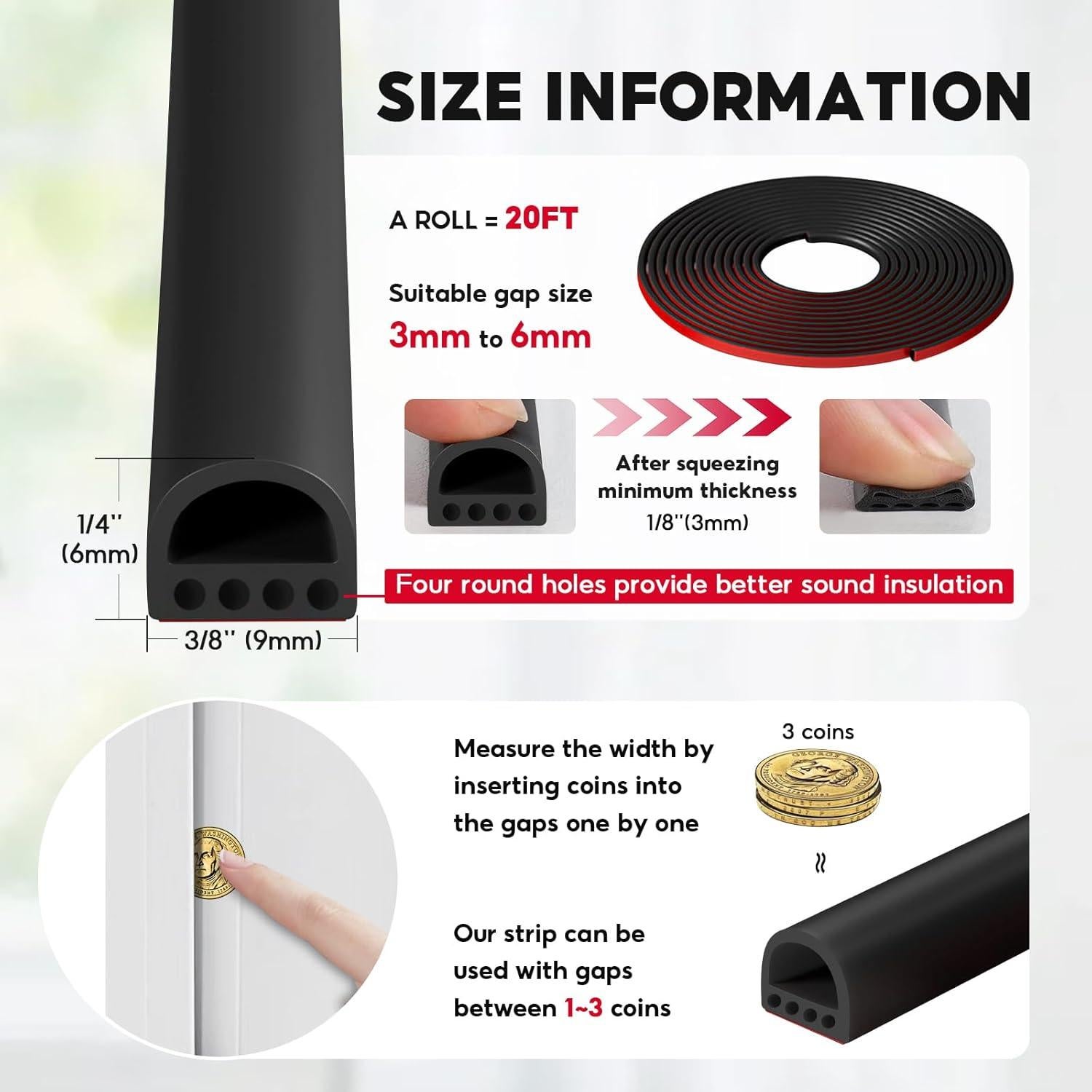 Burlete Autoadhesivo de Silicona SNSTEK 6.1m Negro 9.5x6.4mm