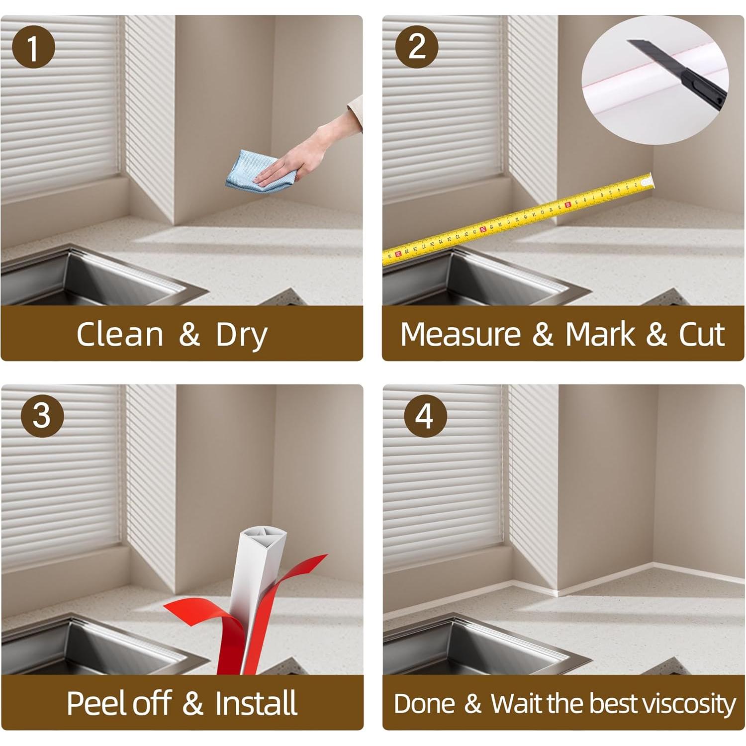 Moldura Cuarterona Flexible GCJUYA 299.72 cm Blanco Silicona