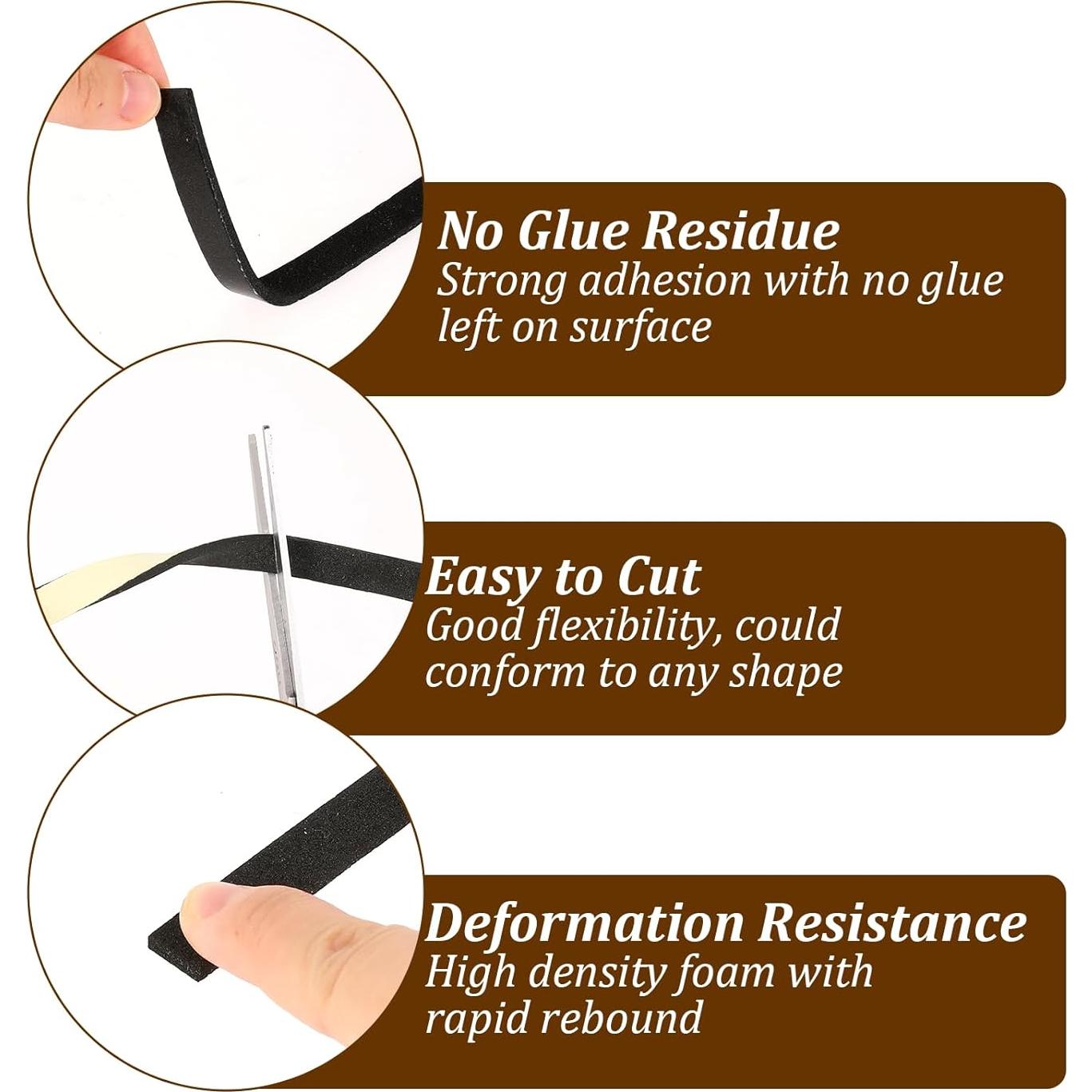 Cinta de Sellado Espuma EVA Sliverdew 15m 2mm x 10mm Negra