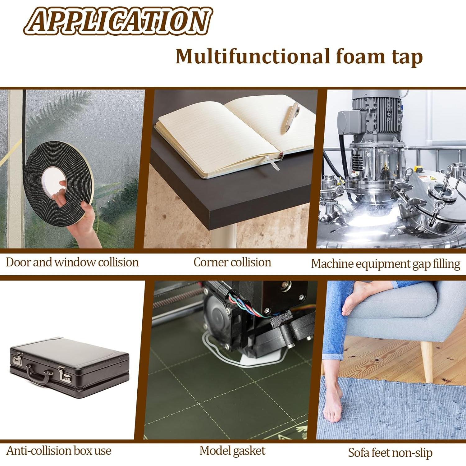 Cinta de Sellado Espuma EVA Sliverdew 15m 2mm x 10mm Negra