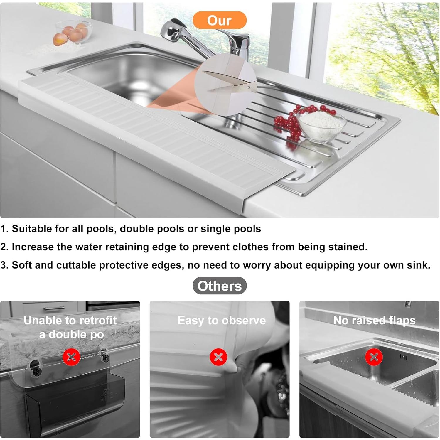 Protector de Borde de Fregadero Silicona YLOGUY 50.8x10.16cm Gris