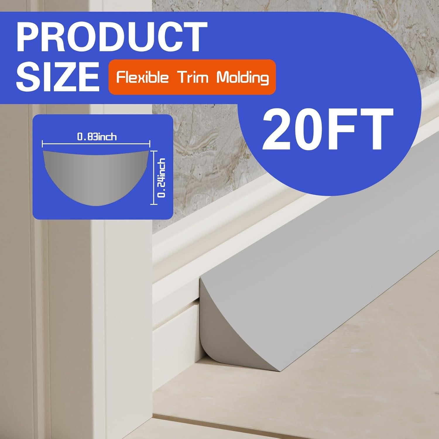 Moldura Flexible Autoadhesiva WURJHSONG 6.1m Gris Impermeable