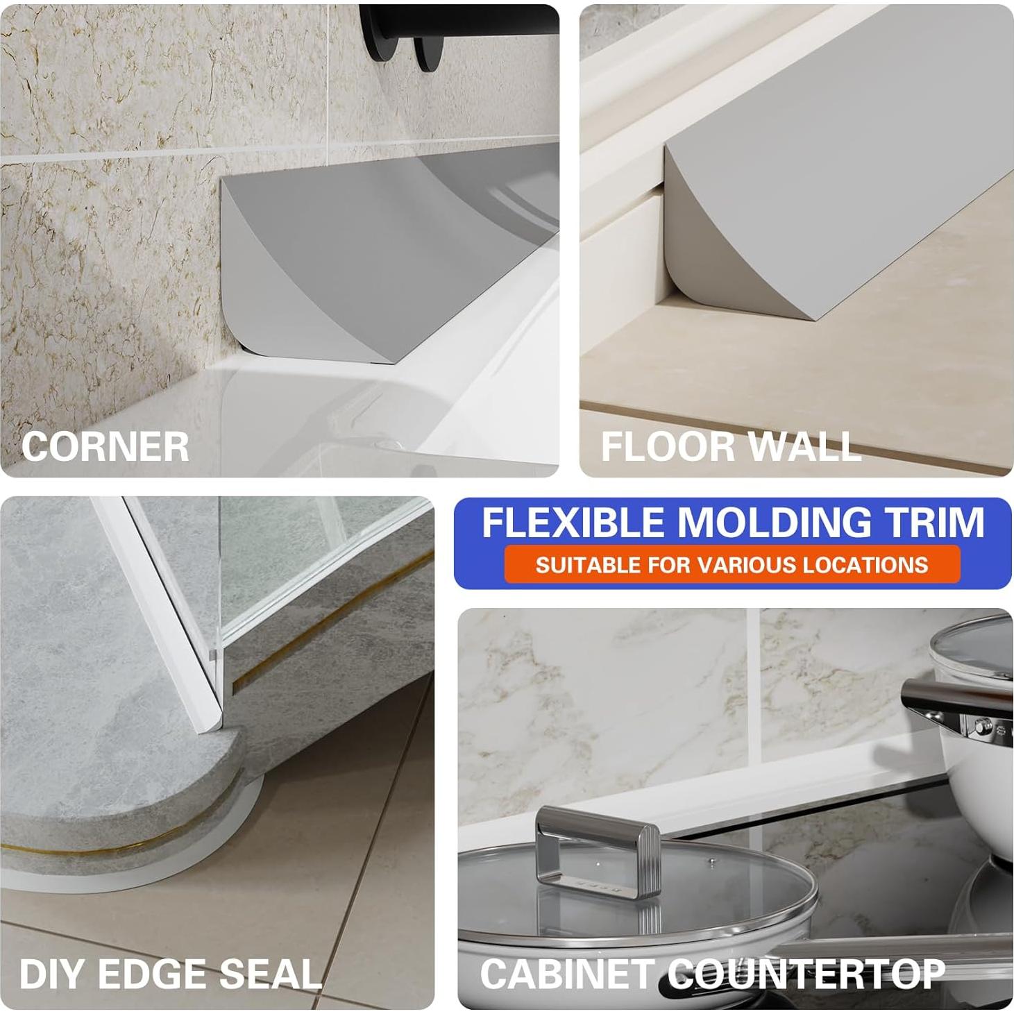 Moldura Flexible Autoadhesiva WURJHSONG 6.1m Gris Impermeable