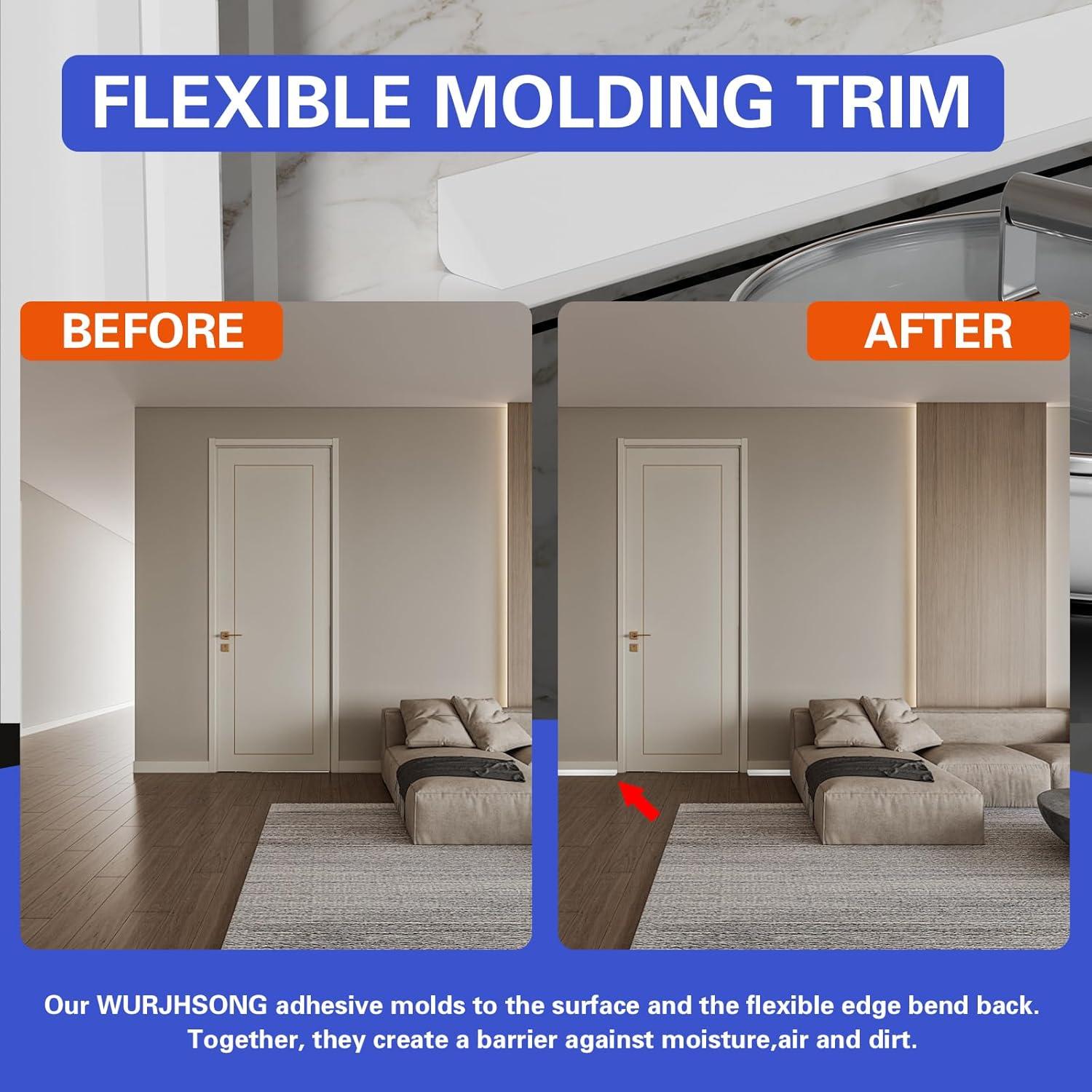 Moldura Flexible Autoadhesiva WURJHSONG 6.1m Gris Impermeable