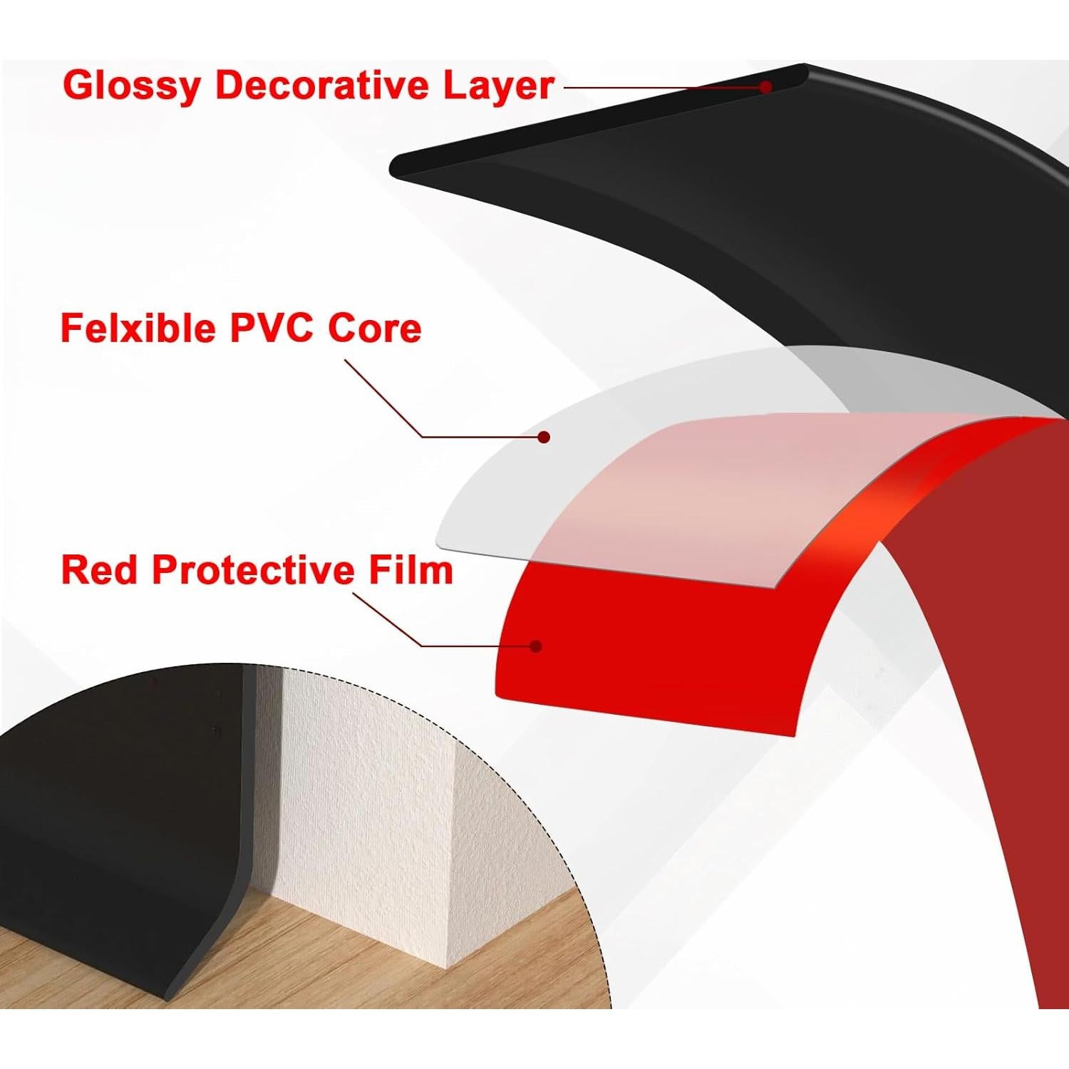 Moldura de Zócalo Flexible Autoadhesiva Storystore 10cm x 6m Negra