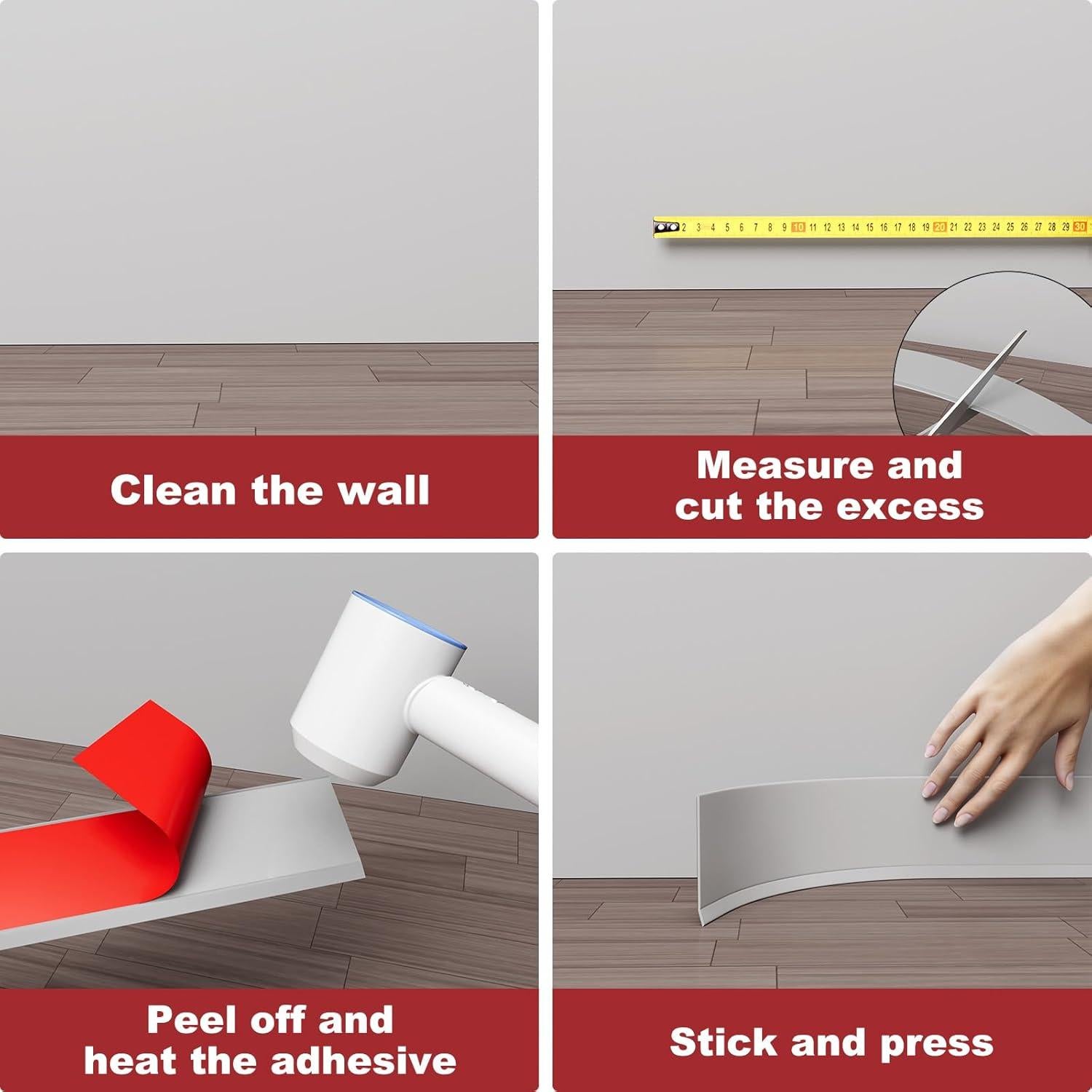 Moldura de Zócalo Autoadhesiva Frantie 6.1m Vinilo Flexible