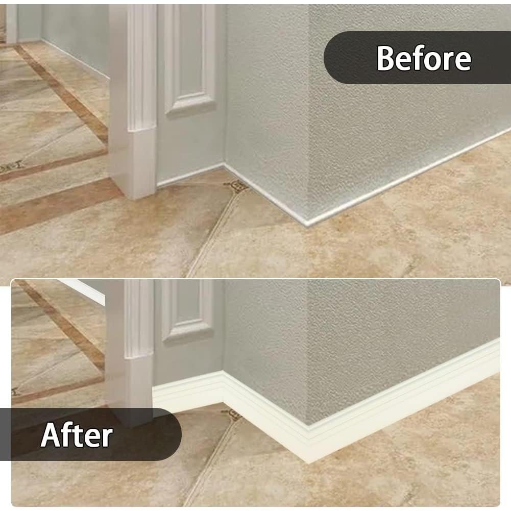 Moldura de Base Autoadhesiva FONUNO 10.16 cm x 5 m Blanco Crema